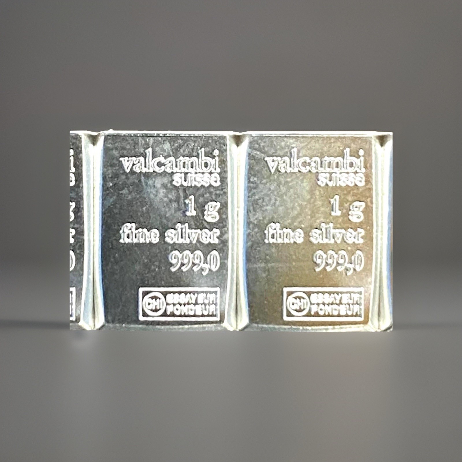 Silver bars, .999 Valcambi, 10 connected bars.