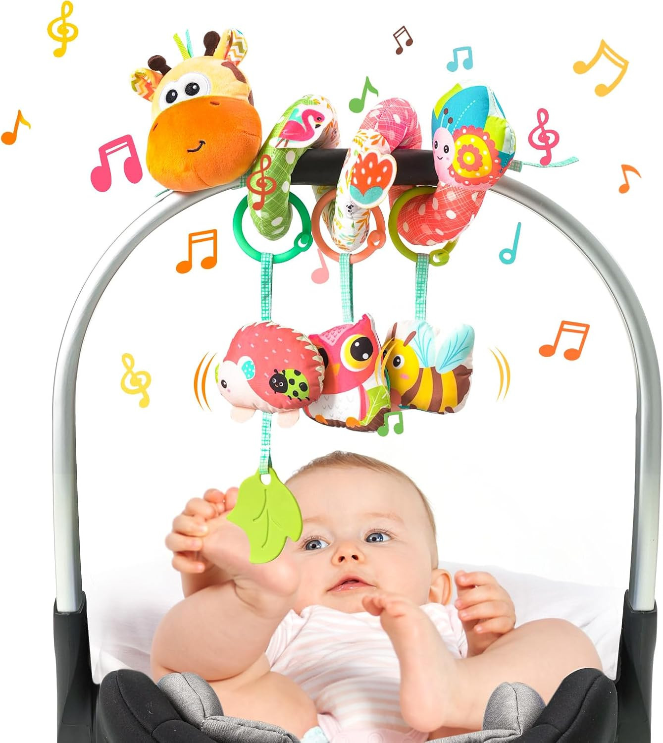 Crib Stroller Car Seat Toys for Baby 0-3-6-9-12 Months, Tummy Time Hanging Senso