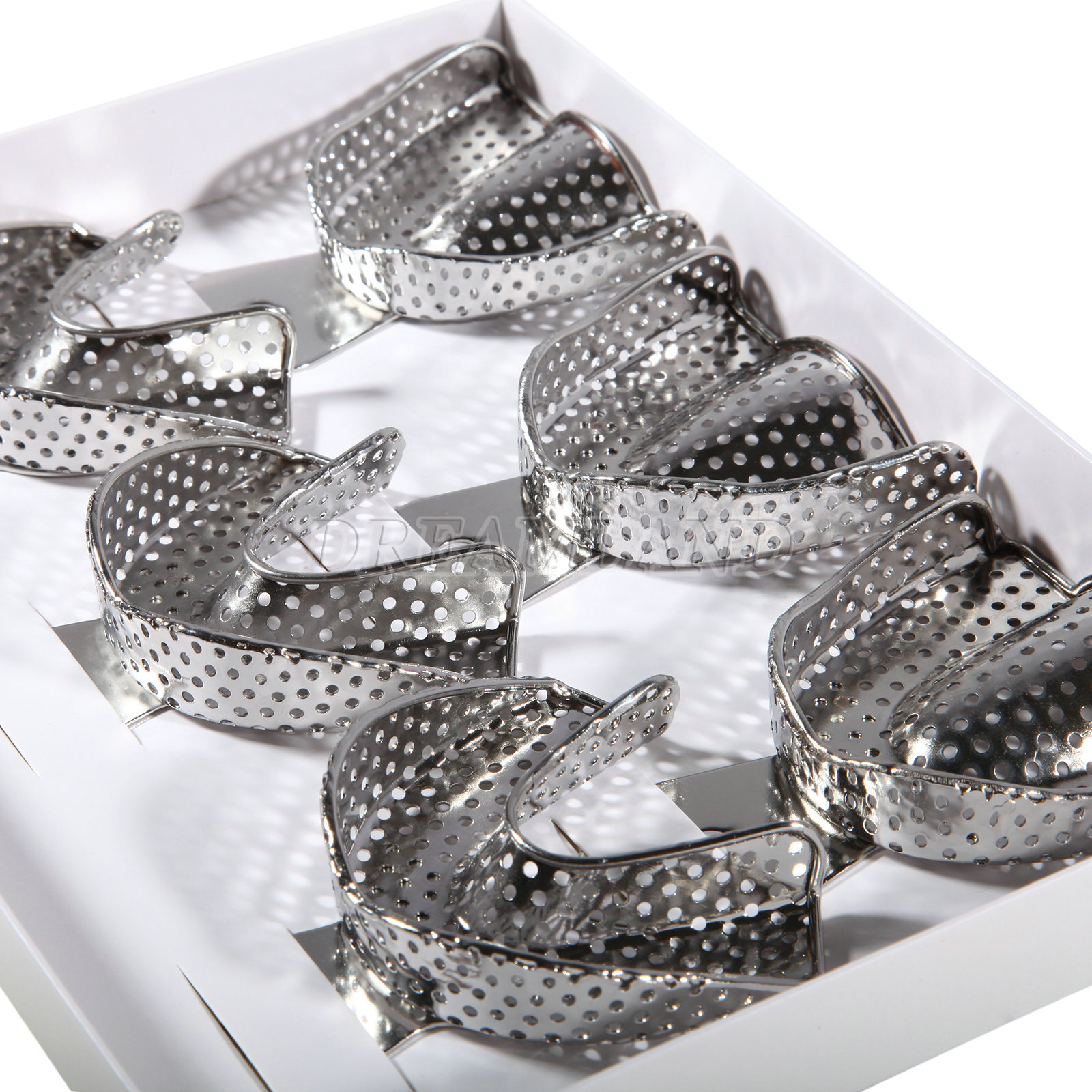 Dental Autoclavable Metal Impression Trays Perforated Stainless Steel S M L 6 Pc