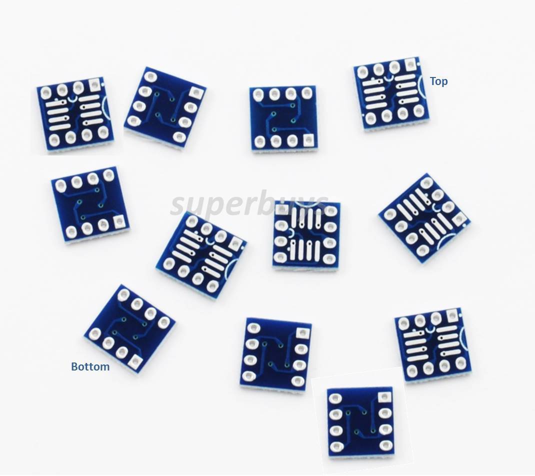 12pc SOP8 SO8 SOIC8 TSSOP8 to DIP8 Breakout Adapter PCB Interposer Board Module