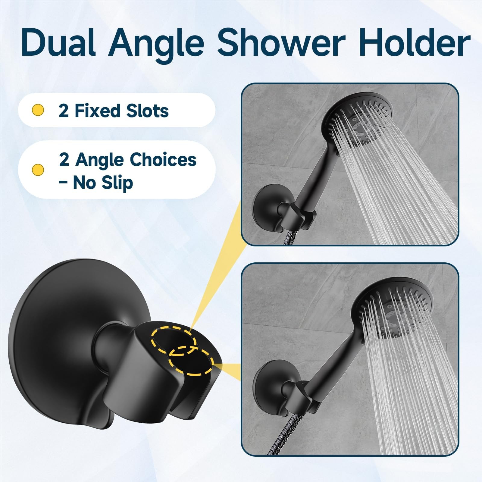 Strong Adhesive Shower Head Holder with Dual Angle Adjustable, Wall Mounted H...
