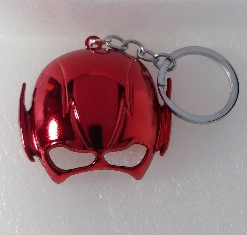 DC Comics The Flash Mask Keychain Gloss Red Flash Mask Metal Keyring Cosplay New