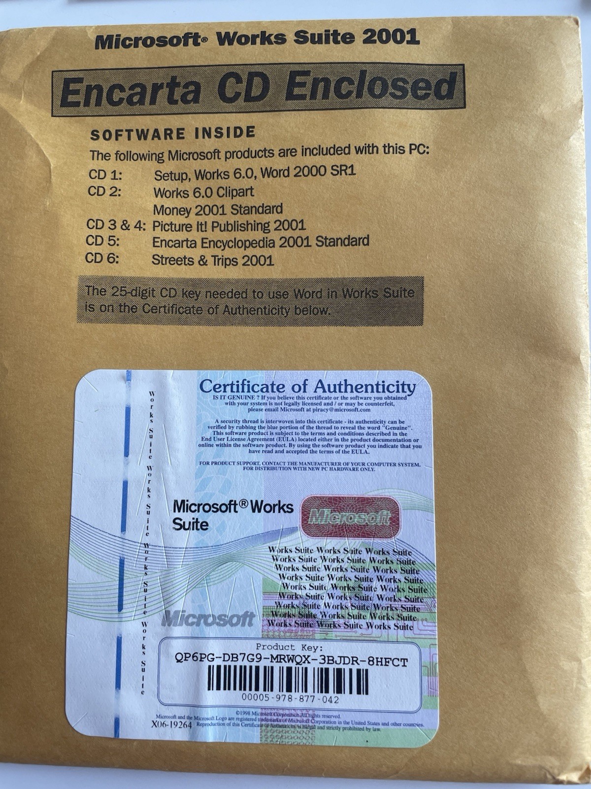 Microsoft Works Suite 2001 Set Up Discs