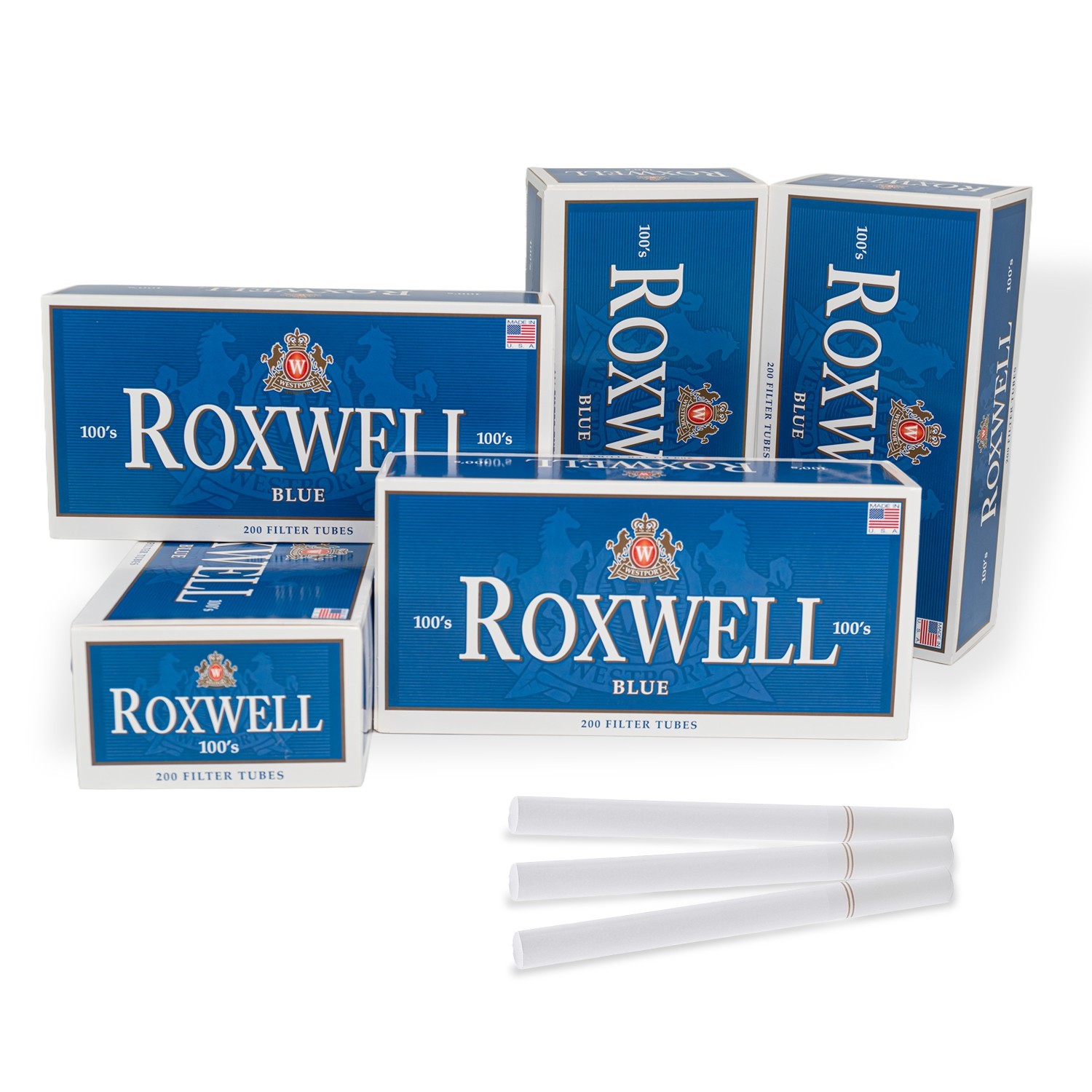 Cigarette Tubes 100mm Size Smooth Blue 1000 count 5 Pack of 200 RYO Cigarettes