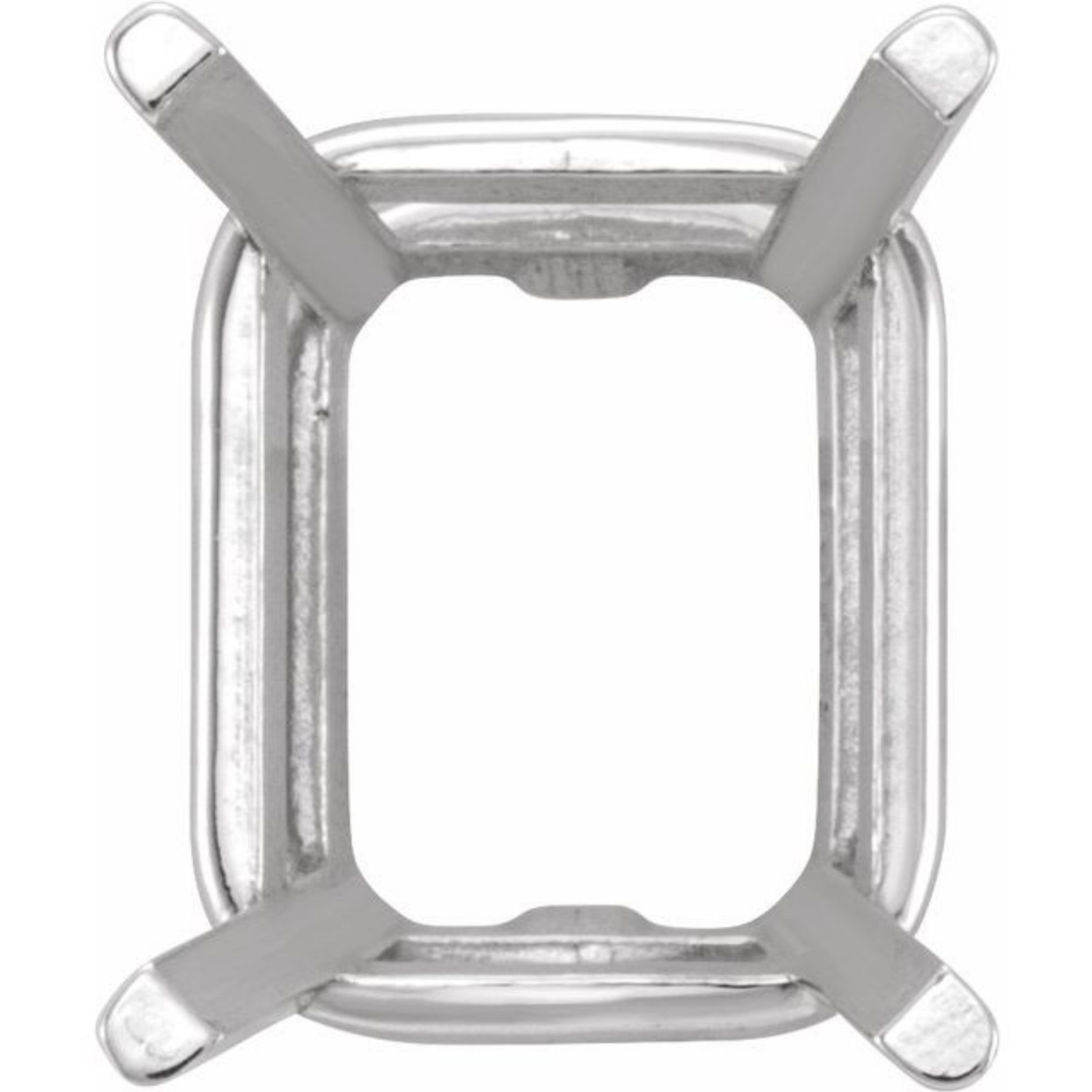 10mm x 12mm Emerald Cut 10k White Gold Basket 4 Prong Setting Mount USA MADE