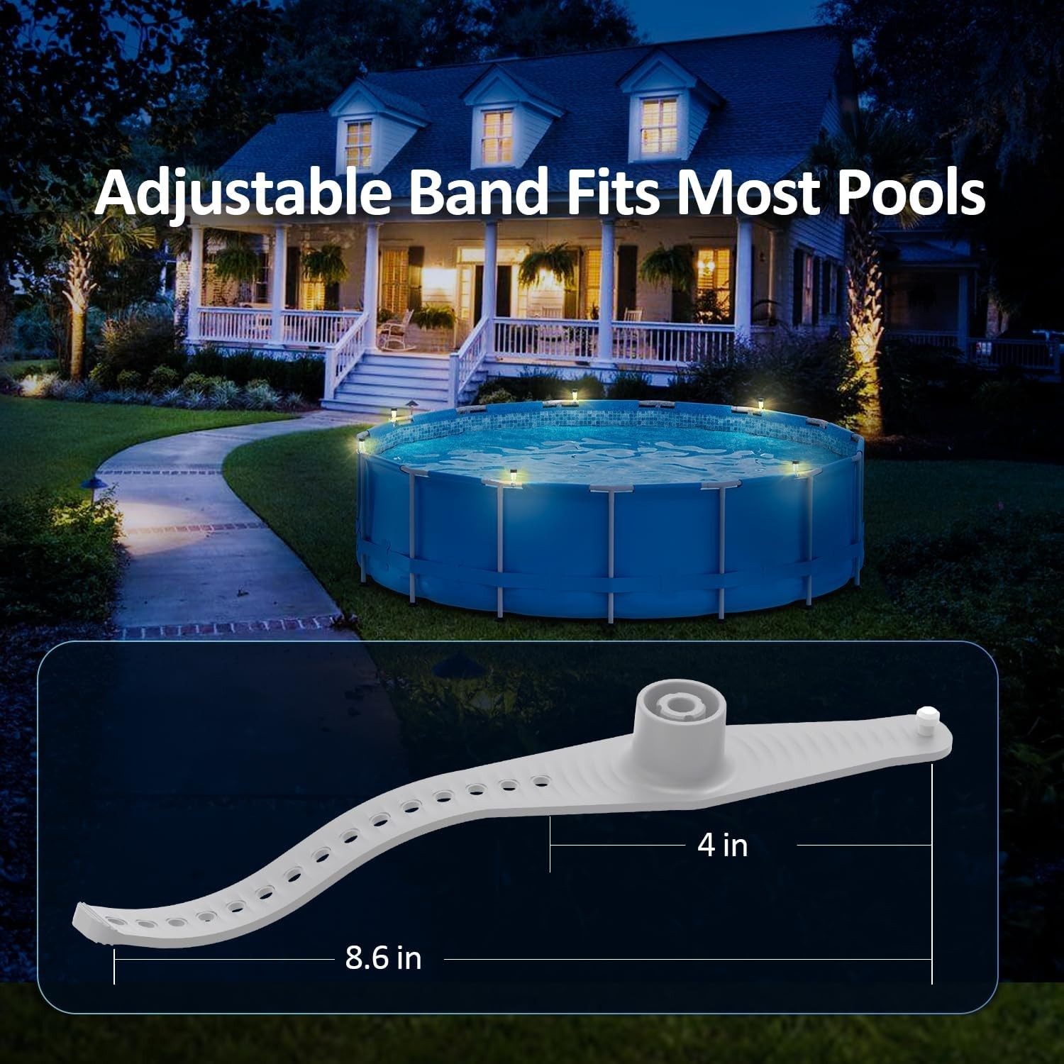 Solar Pool Lights - 6 Pack, Light for Framed Above Ground 6-Pack, Black