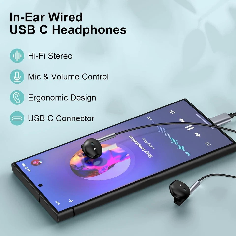 USB C Samsung Headphones Wired for Samsung Galaxy S25 Edge S24 Ultra S23 S22 S21