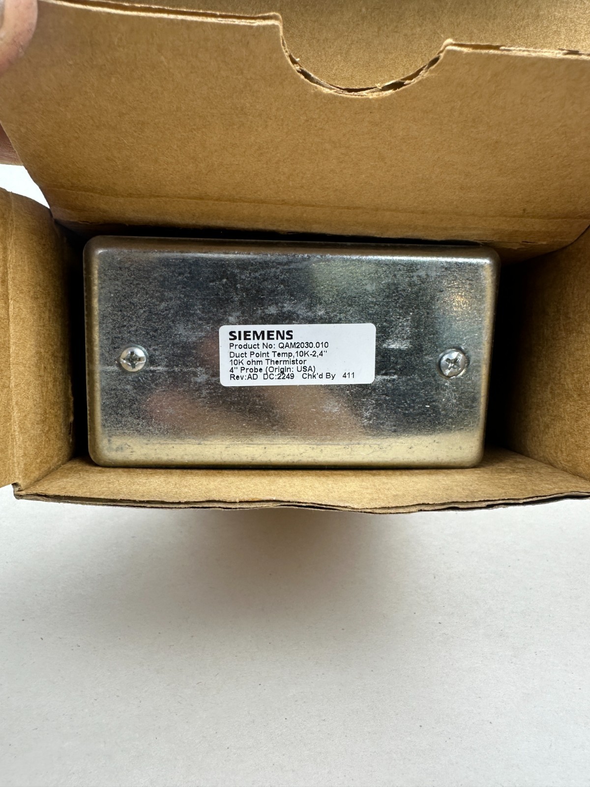 New Siemens QAM2030.010 Duct Temp Sensor NTC 10K Type 2 4" Probe