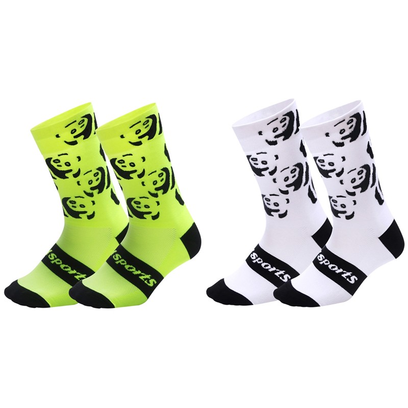 2Pairs Cycling Socks Riding Bicycle Bike Sports Ankle Socks XC MTB White Green