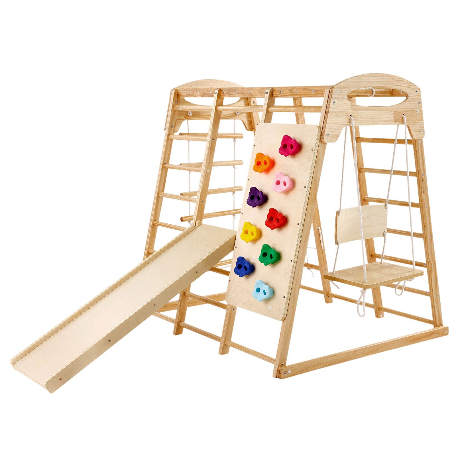 Uimoso Indoor Jungle Gym 7-in-1 Toddler Indoor Playground Wooden Climbing Toys L