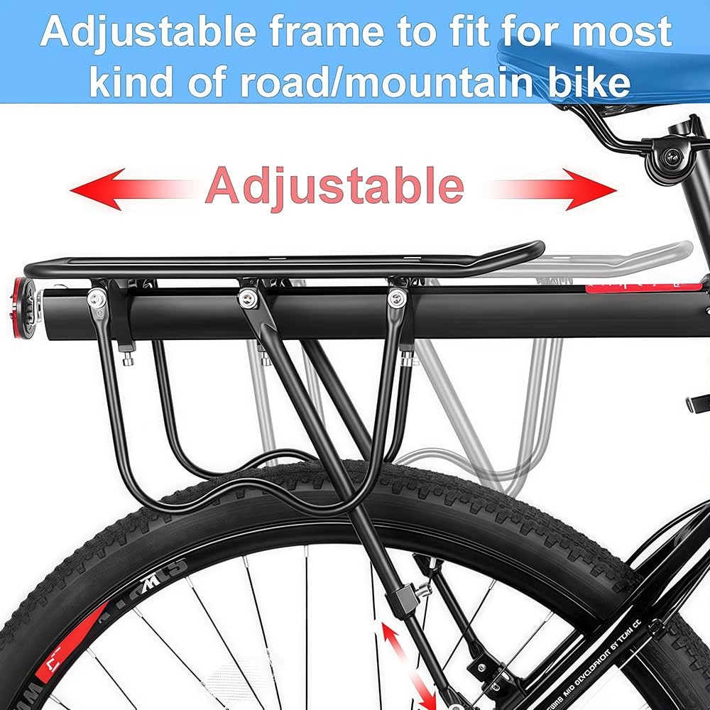 Rear Bike Rack for Bicycle, 110Lbs/50kgs Capacity Bicycle Cargo Rack with Ref...