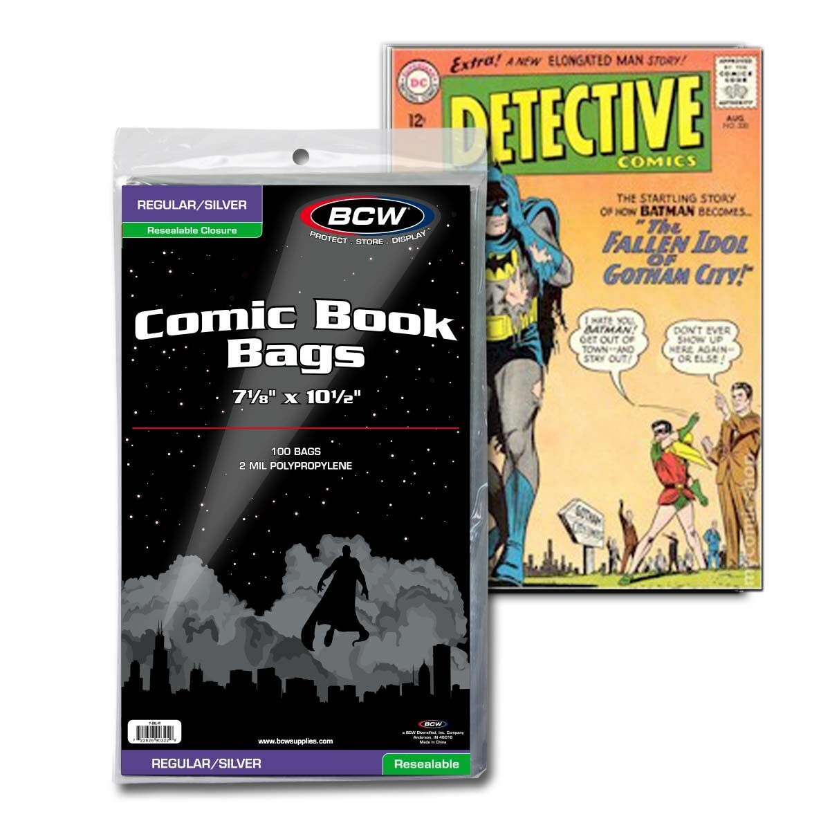 200 Silver Age BCW 2Mil Resealable Comic Book Bags & E Gerber Backing Boards Set