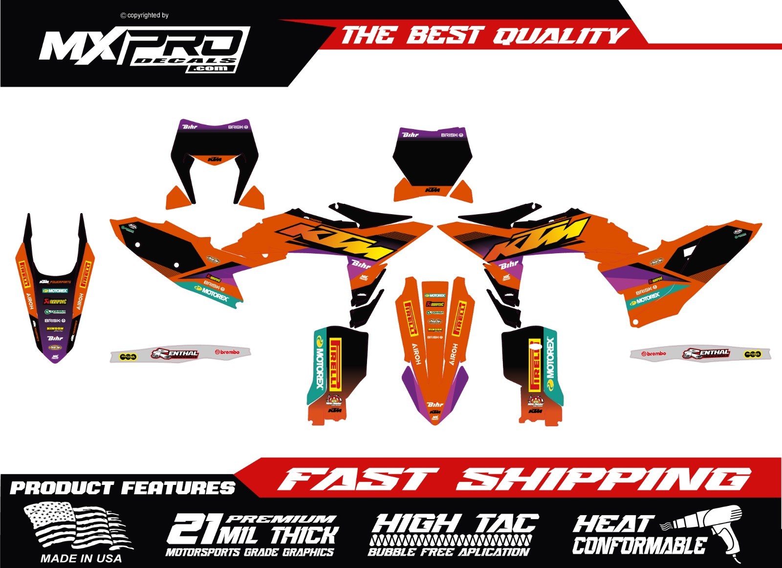 Fits KTM SX SXF XC XCF 2025/2026 and EXC EXC-F  XCW XCW-F 2026 Graphic kit stick