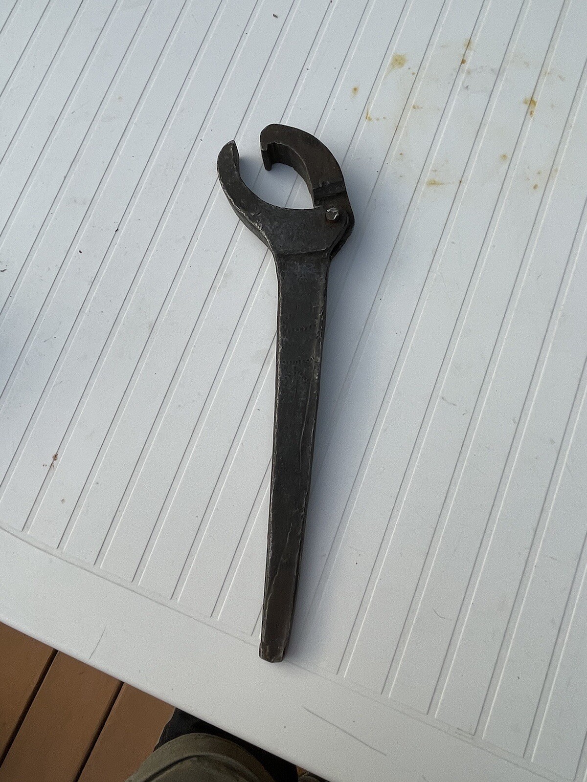 Antique Hand Forged Tools 15” Adjustable Hook Spanner Wrench Steampunk.