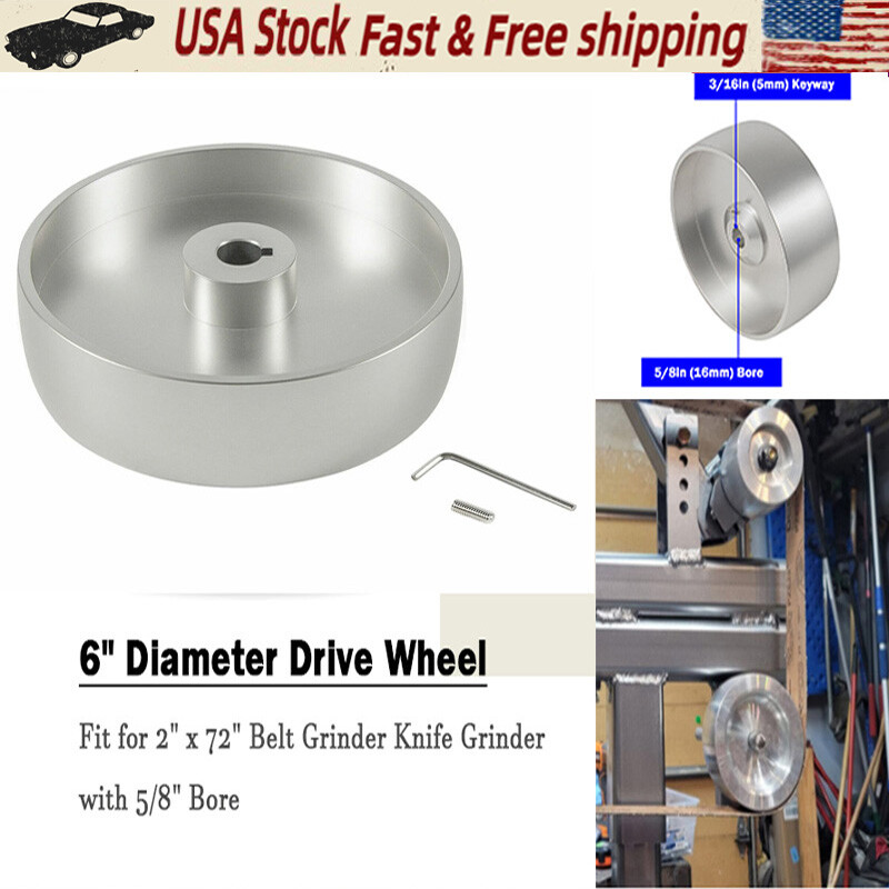 2"x72" Belt Grinder Knife Grinder 6" Drive Wheel Crowned 5/8" Bore