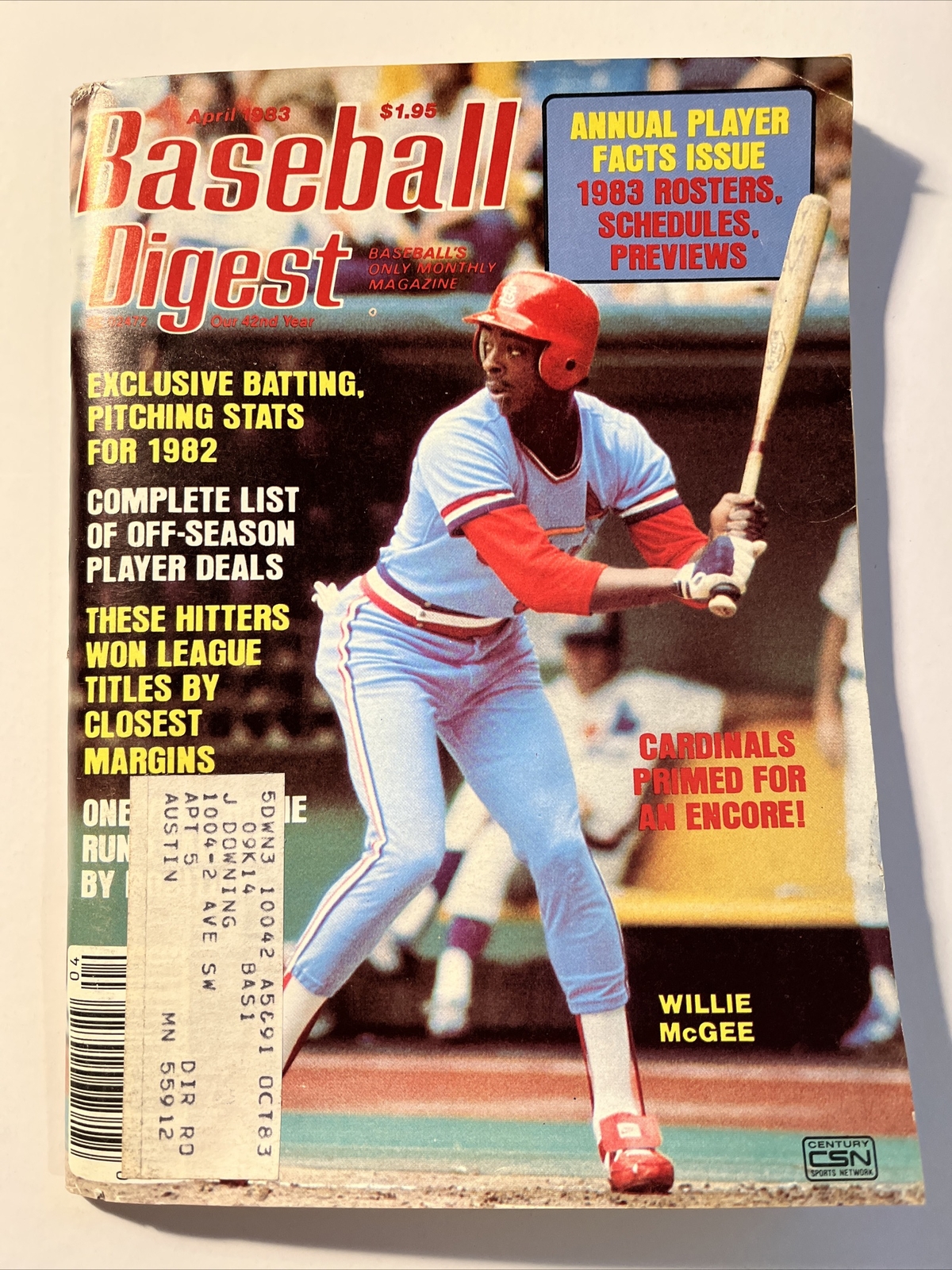 Baseball Digest Magazine April 1983 St Louis Cardinals, Willie McGee (B6)