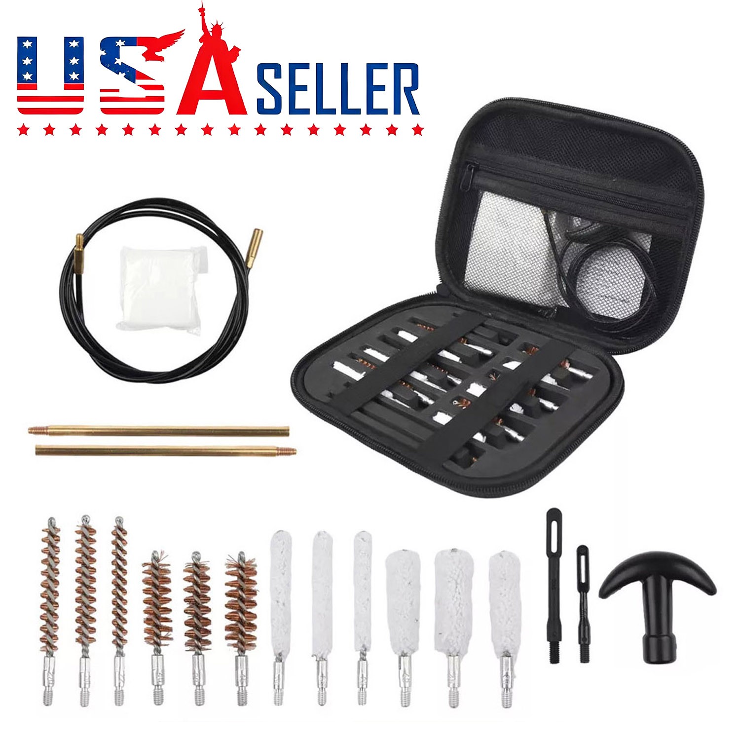 43Pcs .22 22LR .223 556 Rifle Gun Field Cleaning Kit Cleaner