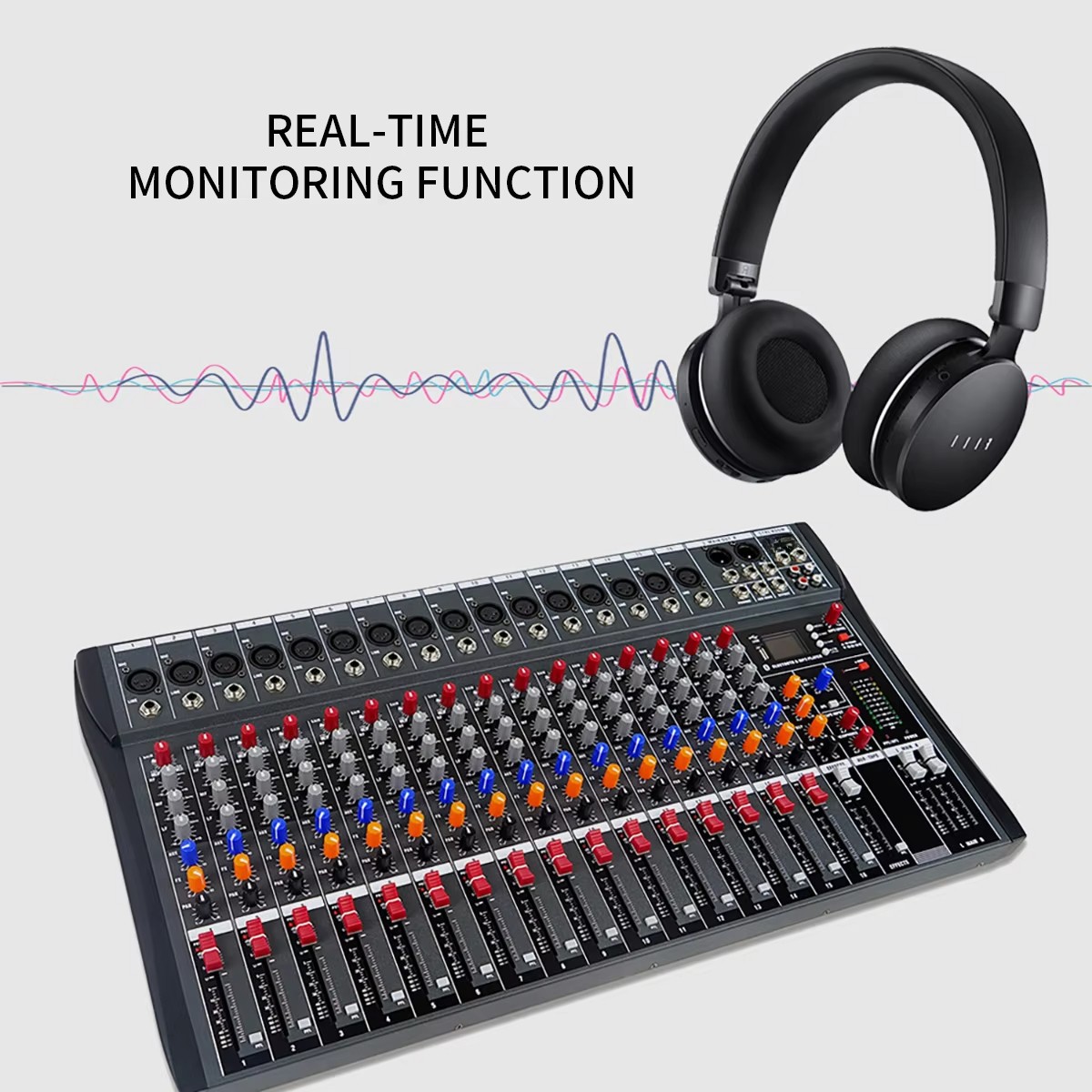 Professional 16-Channel Audio Mixer and DJ Controller for Studio Recording