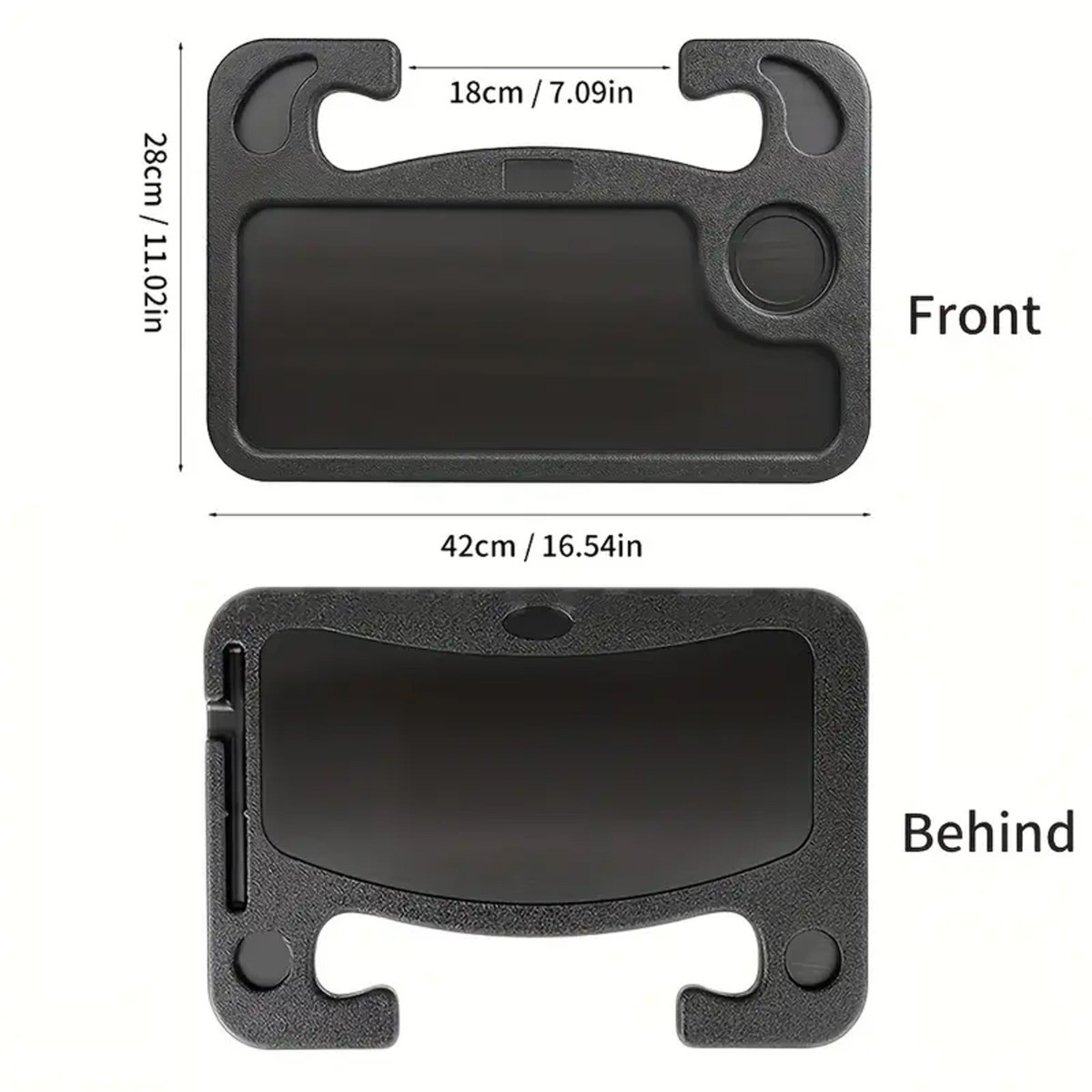 Multifunctional Car Steering Wheel Table Tray, Plastic, Black
