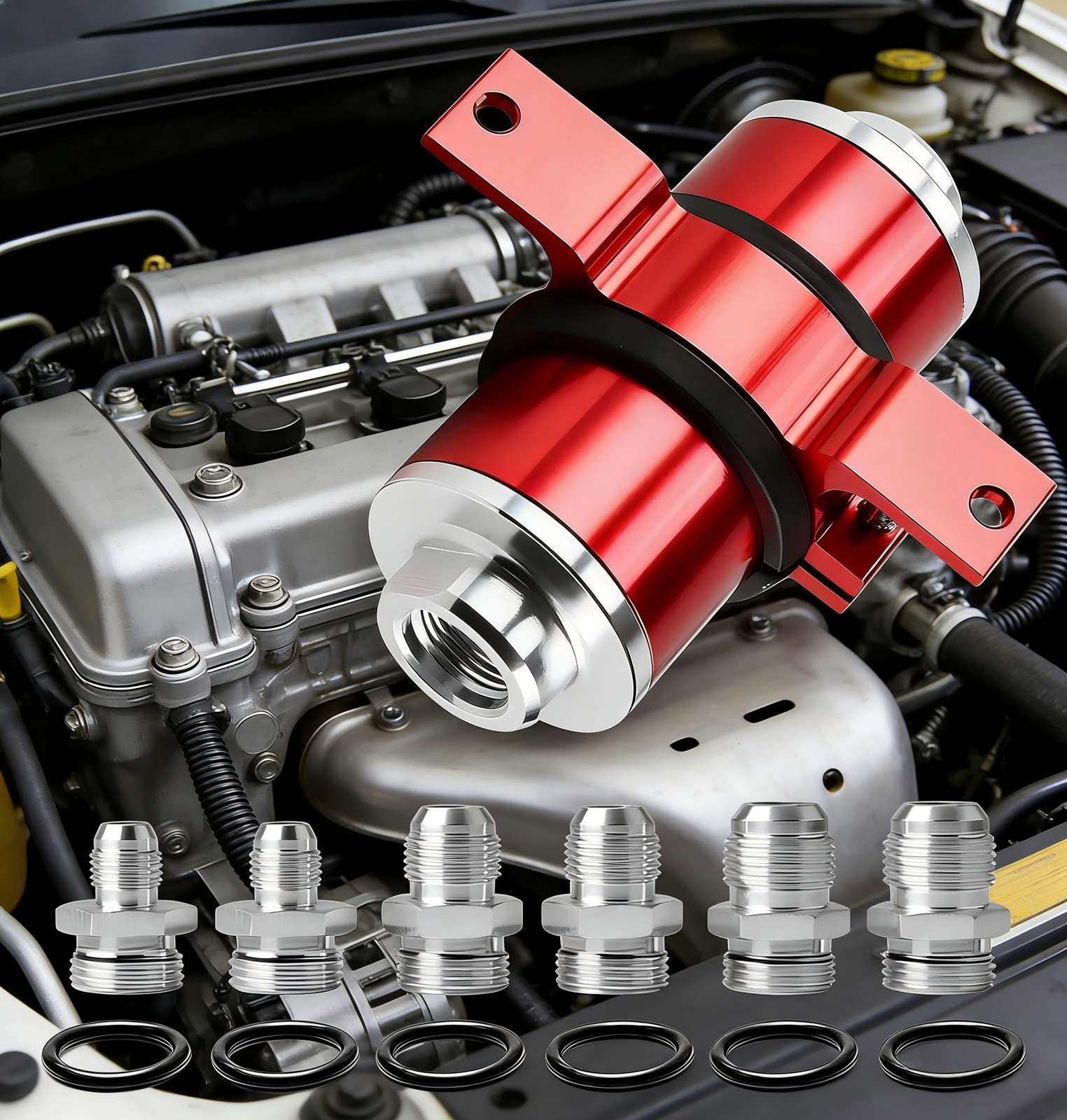 High Flow 100 Micron Inline Fuel Filter Cleanable AN6 AN8 AN10 Adapter Fitting