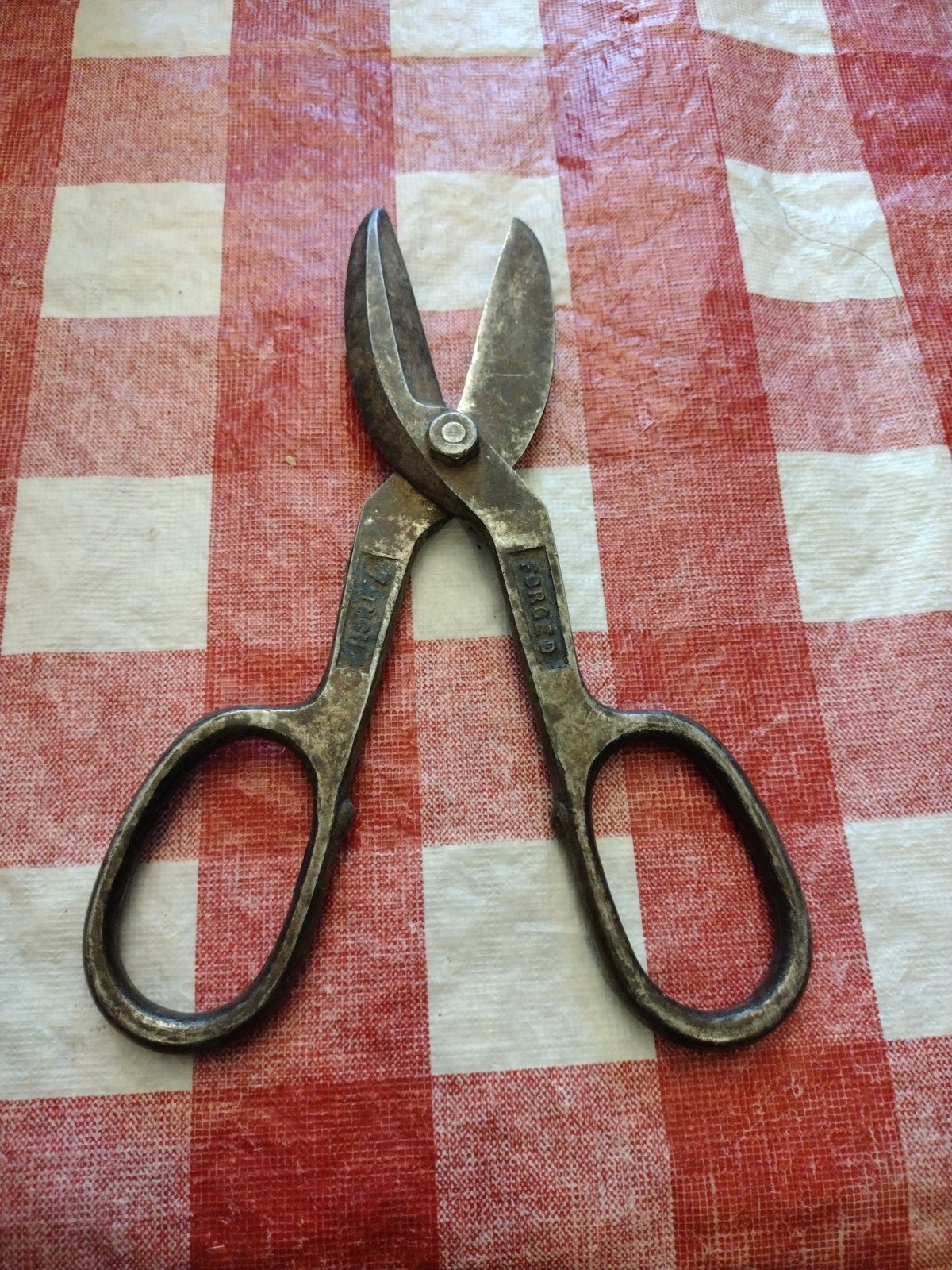 Vintage Blue Bird 7" Tin Snips Shears Forged Steel Made in USA Metal Cutters 207