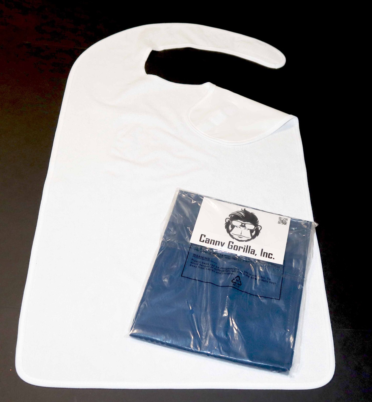 Adult Bib Mealtime Protector 2 Pack Waterproof Oversize 17.5"x 36" White + Navy