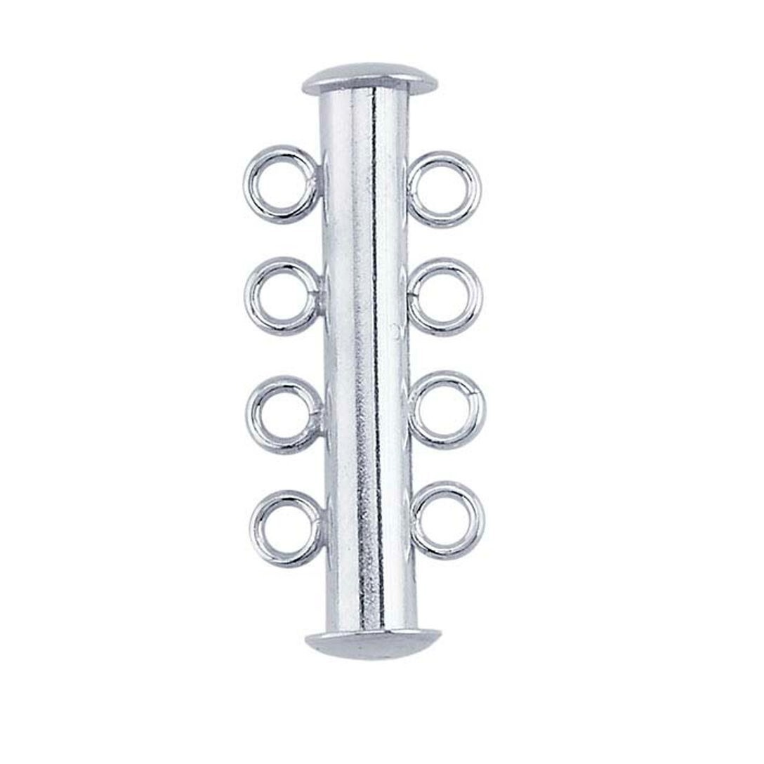 Sterling Silver 925 4 Strand Slide Tube Clasp