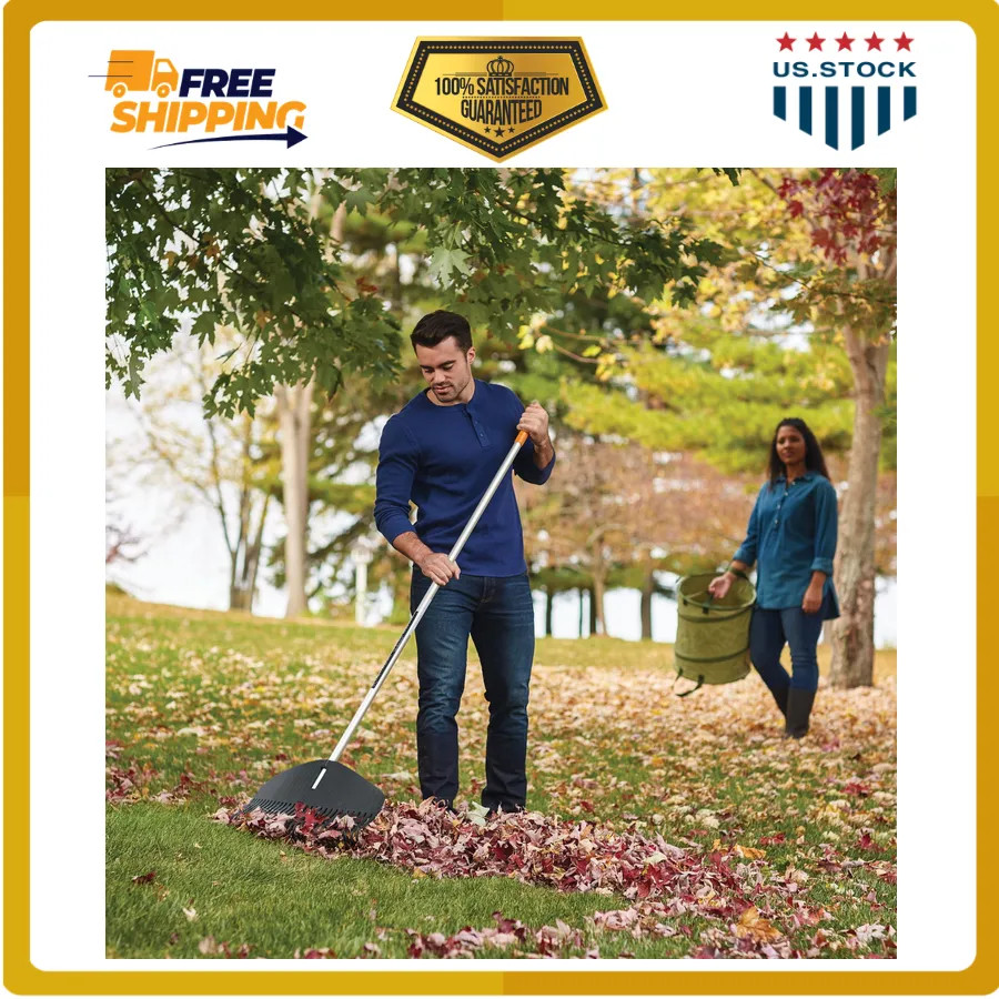 Fiskars Poly Leaf Rake 67 inch Lightweight Garden Tool