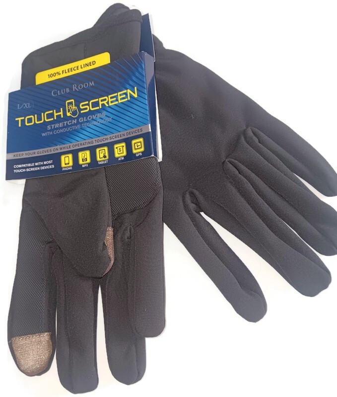 CLUB ROOM Smart Touch Screen,Fleece Lined Smart Gloves  Black L/XL