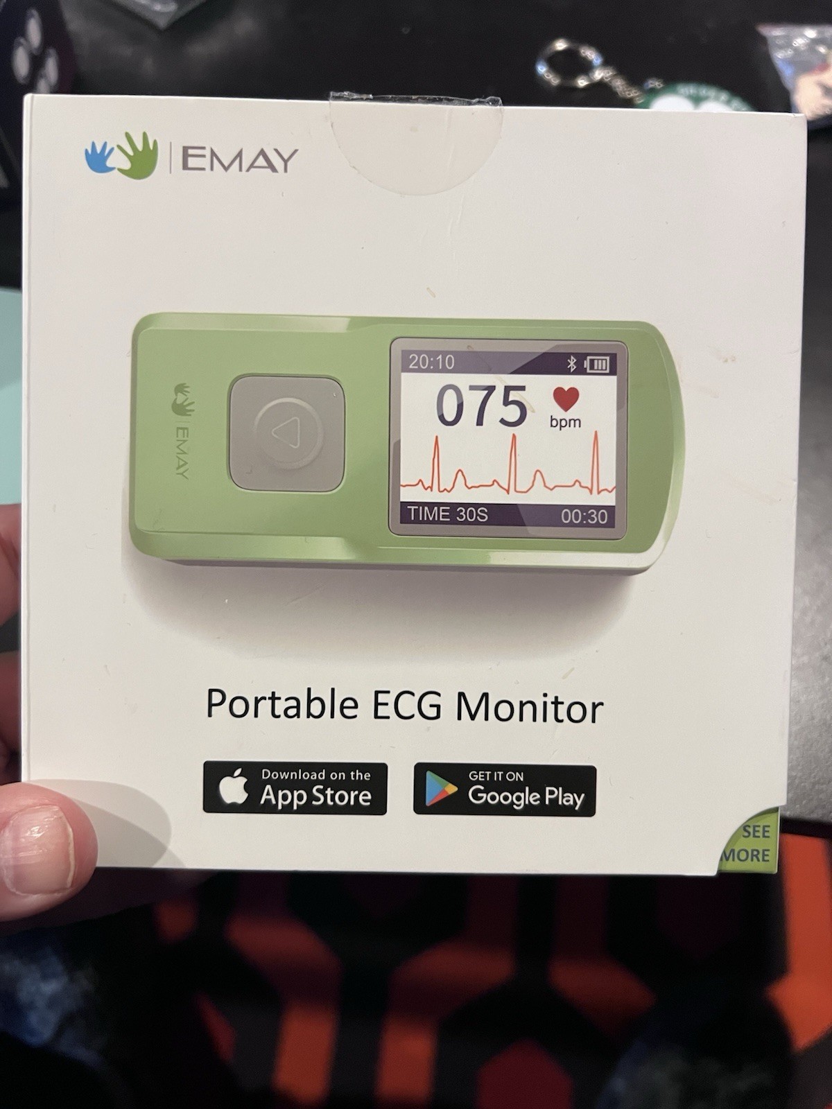 EMAY Bluetooth Portable ECG/EKG Monitor EMG-10 iPhone/Android/Mac/Windows L New