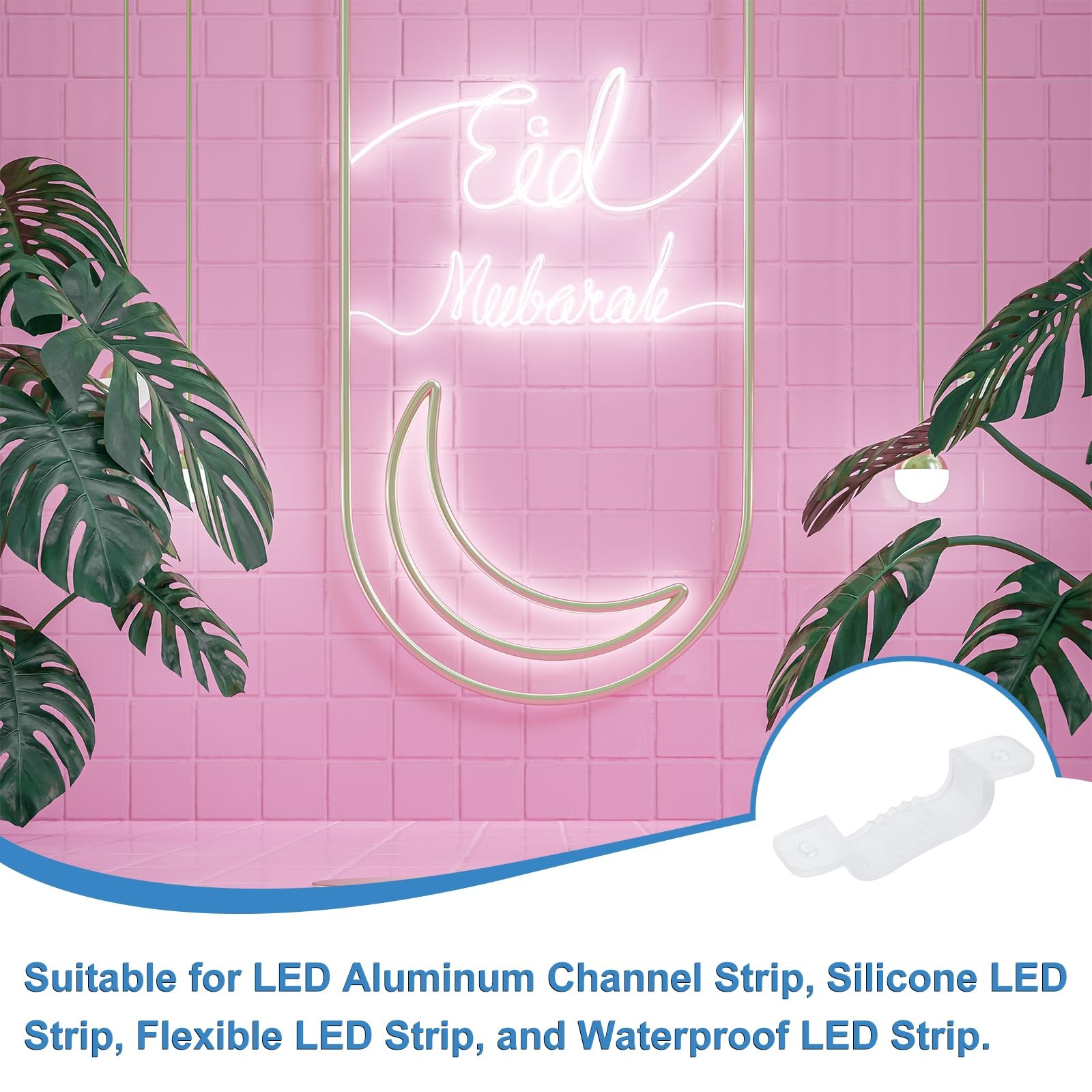 LED Strip Light Clips, 40 Pack Mounting Bracket Fixing Clips Plastic Clamp Ho...