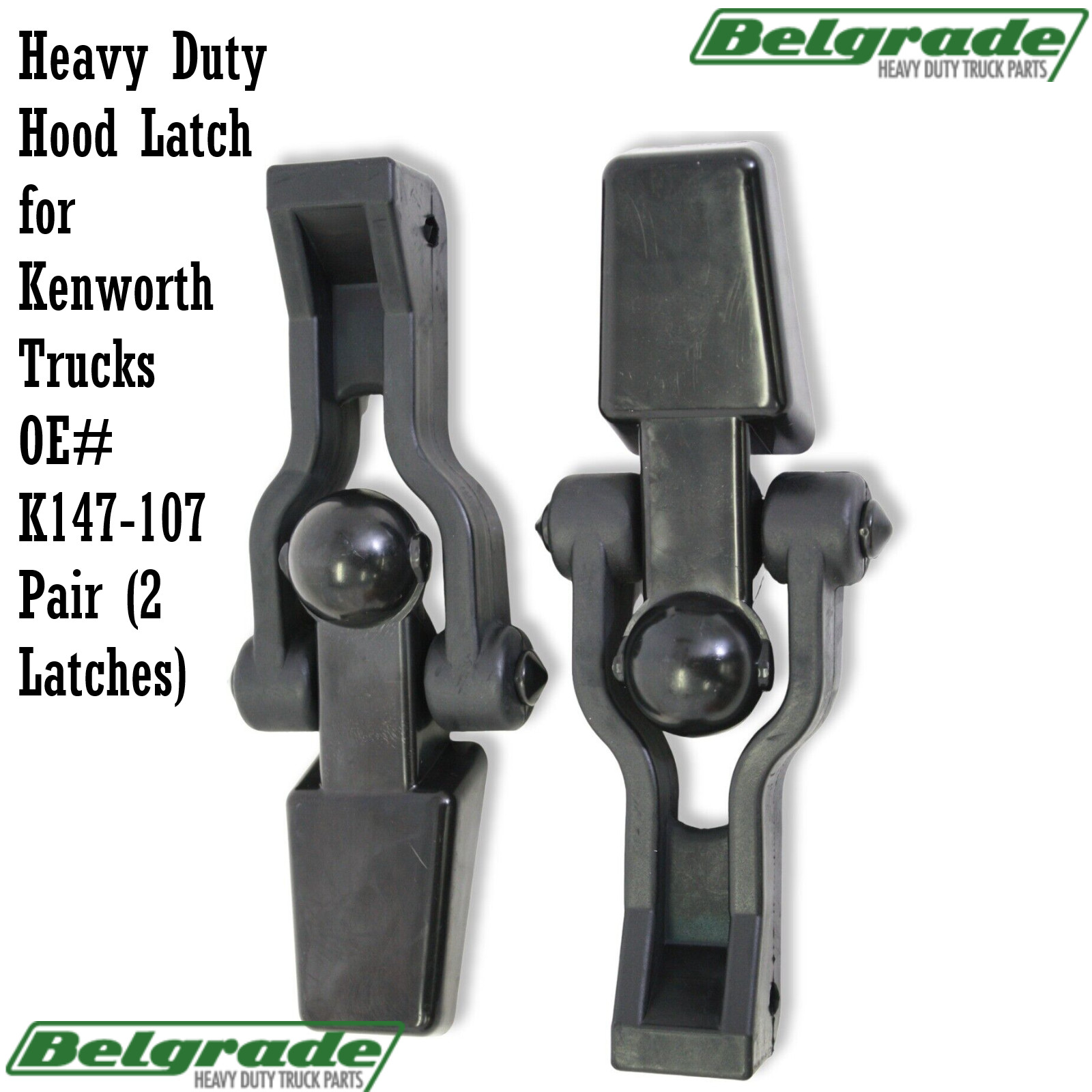 Heavy Duty Hood Latch for Kenworth Trucks OE# K147-107 Pair (2 Latches)