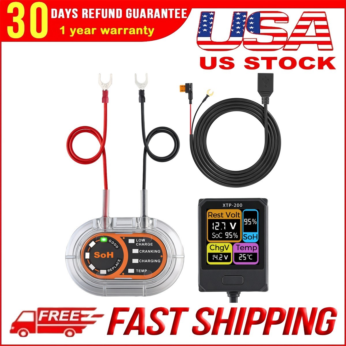 Car Battery Monitor 12V Charging Test Voltage NEW 12V 1Set US 433MHZ