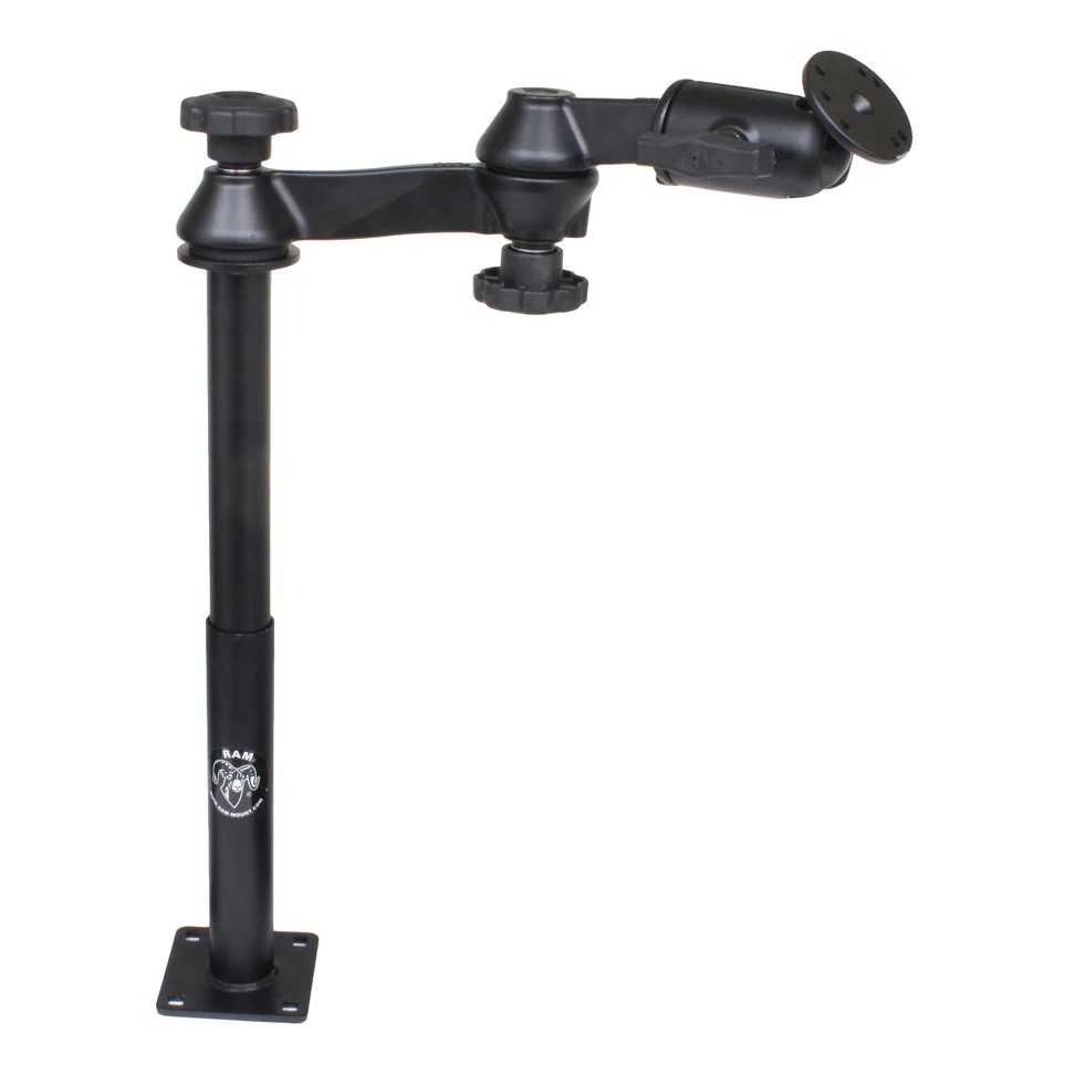 RAM Tele-Pole System with 12" and 9" Poles, Double Swing Arms & Round 2.5" Plate