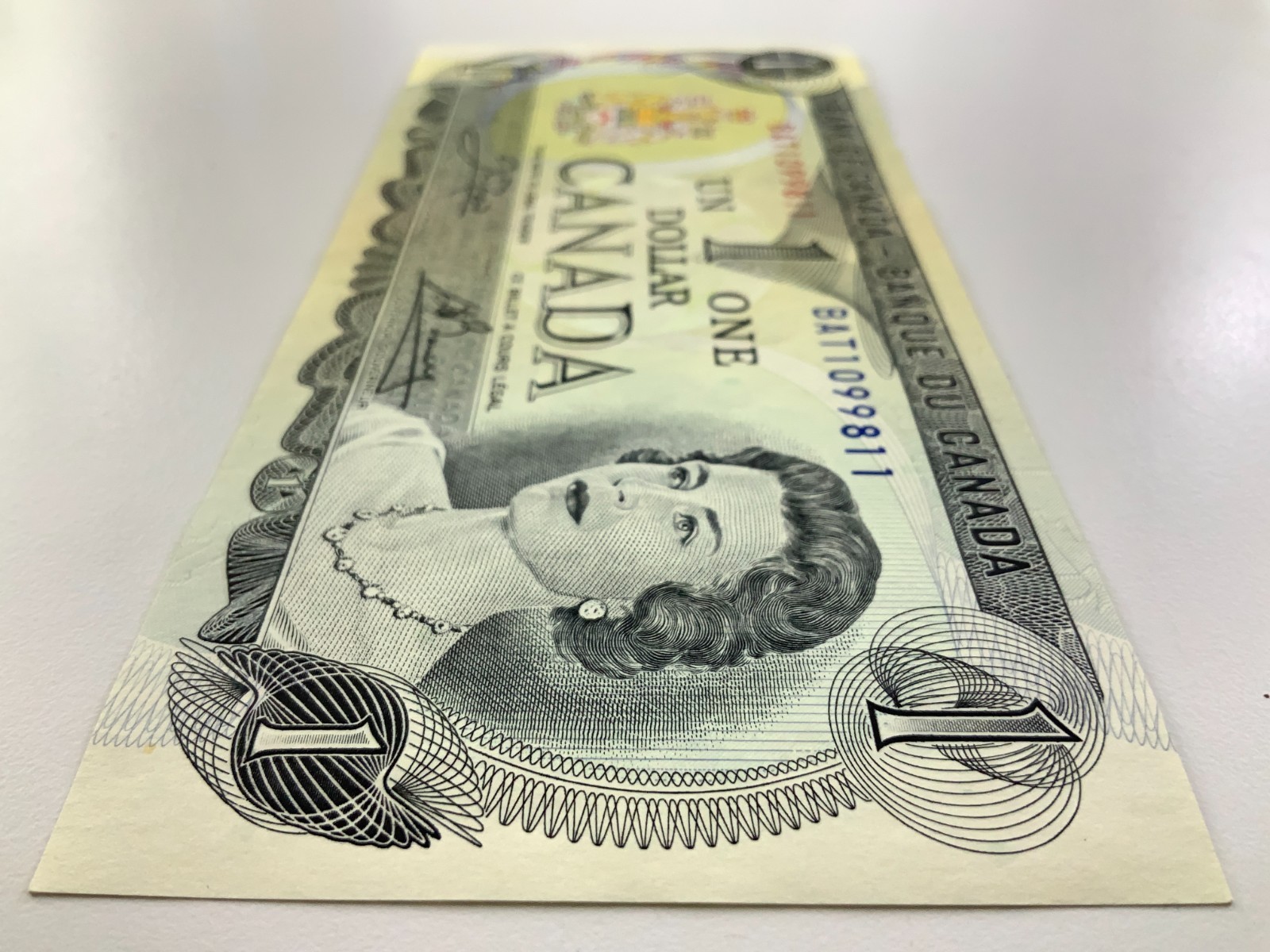 1973 Canada 1 One Dollar Uncirculated Banknote BAT Prefix Crow Bouey JJ323