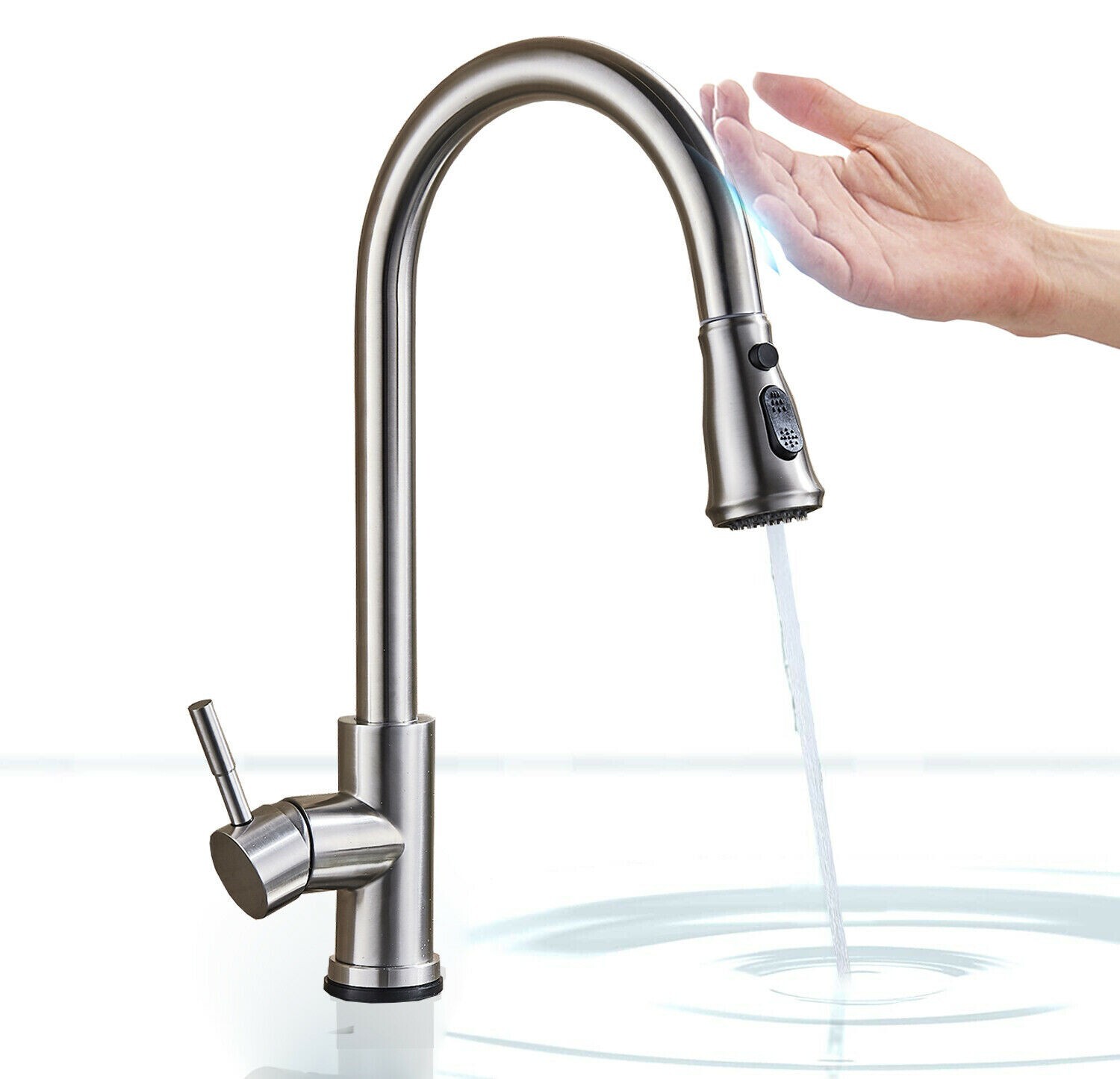 Touch Sensor Kitchen Faucet Sink Pull Down Sprayer Swivel Mixer Brushed Nickel