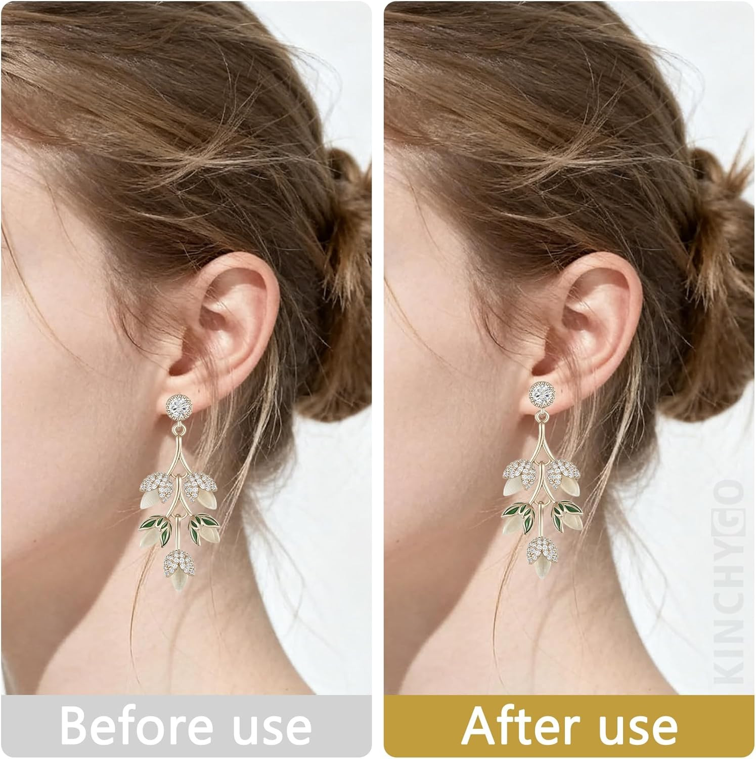 , 4 Pack Earring Backs Locking Support Droop Proof White Gold Plated Sturdy Wate