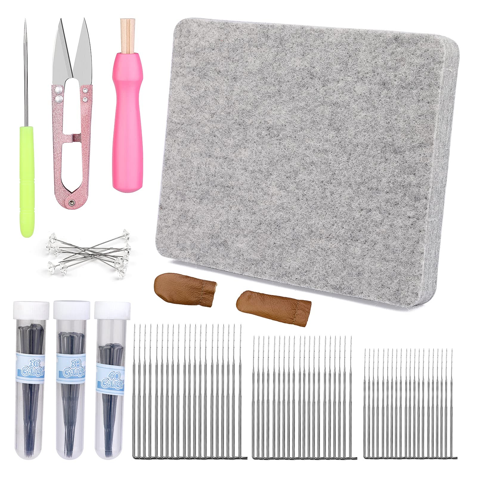 Needle Felting Kits, Needle Felting Tools with 8"x10" Wool Felting Mat, 60 Pc...