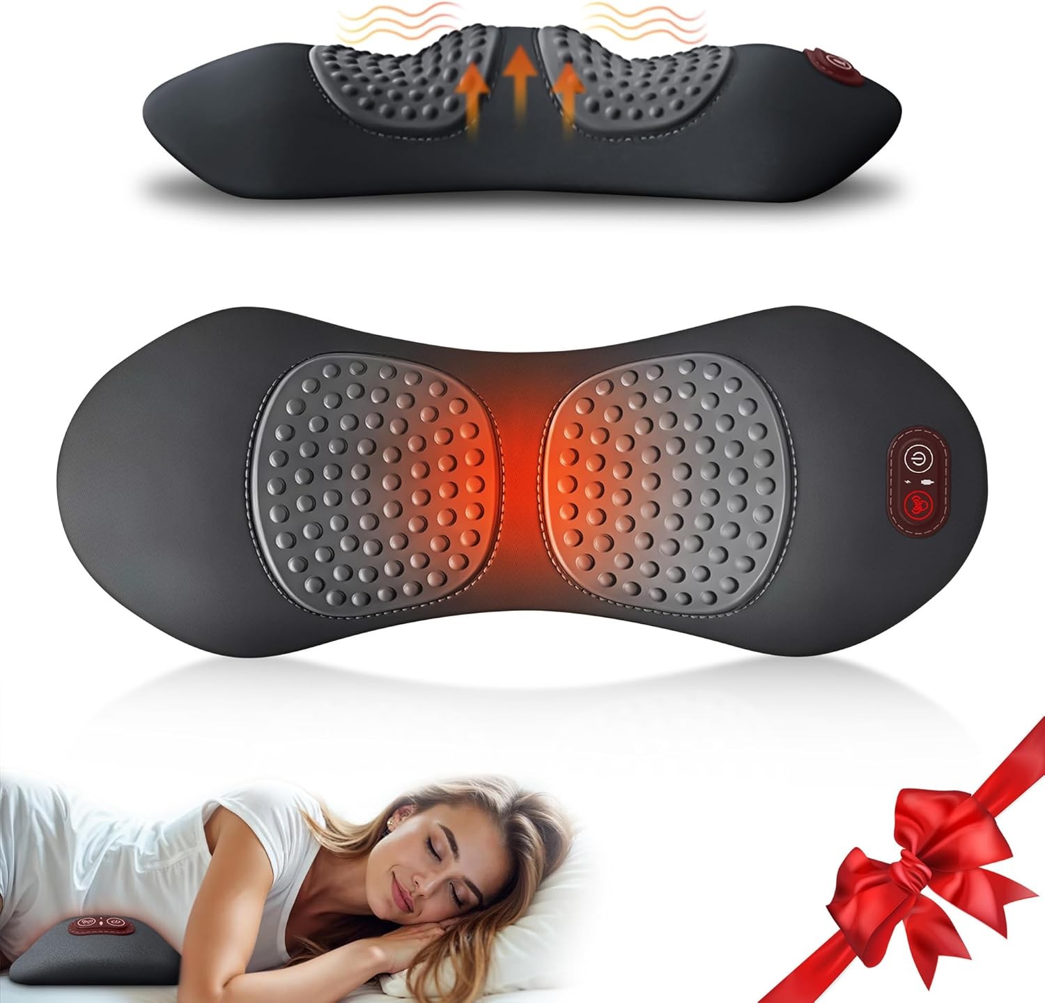 3 In 1 Lumbar Support Pillow Smooth Spine Triple Fusion Electric Back Massager