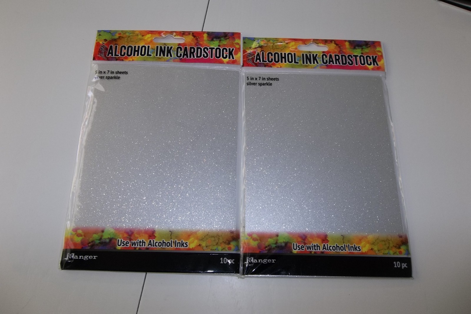 Ranger Alcohol Ink Card Stock  5 X 7" Sheets "Sliver Sparkle" 10 Sheets New