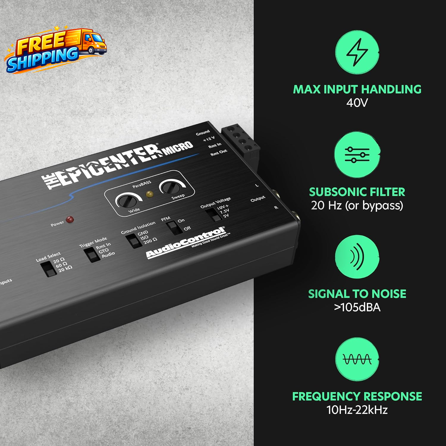 the EPICENTER Micro Bass Restoration Processor & Line Output Converter, Compact