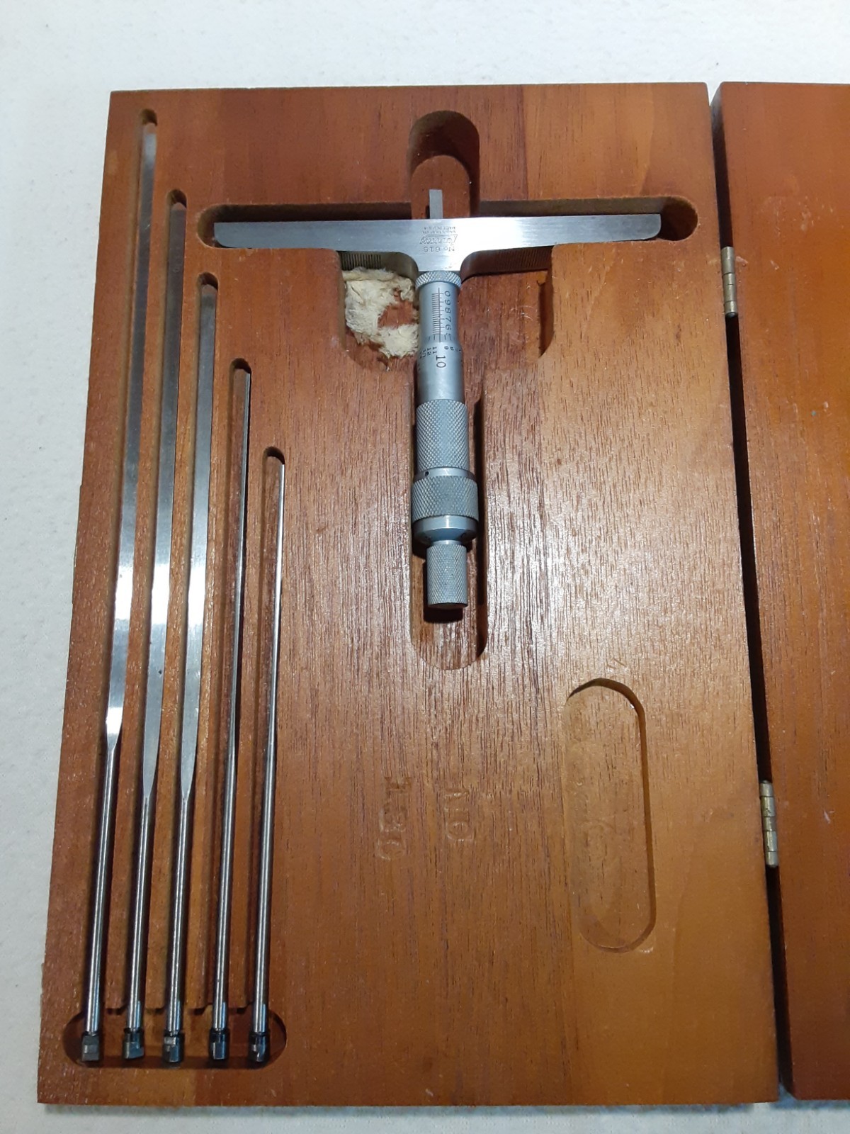 Lufkin Rule Co. 615 Blade Depth Micrometer  Machinist Tool W Wood Box