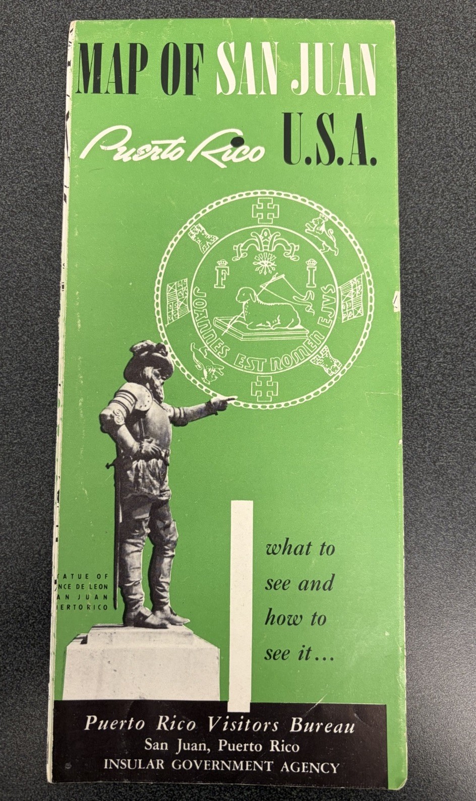 Vintage San Juan Puerto Rico Map Travel Tourism Visitors Bureau