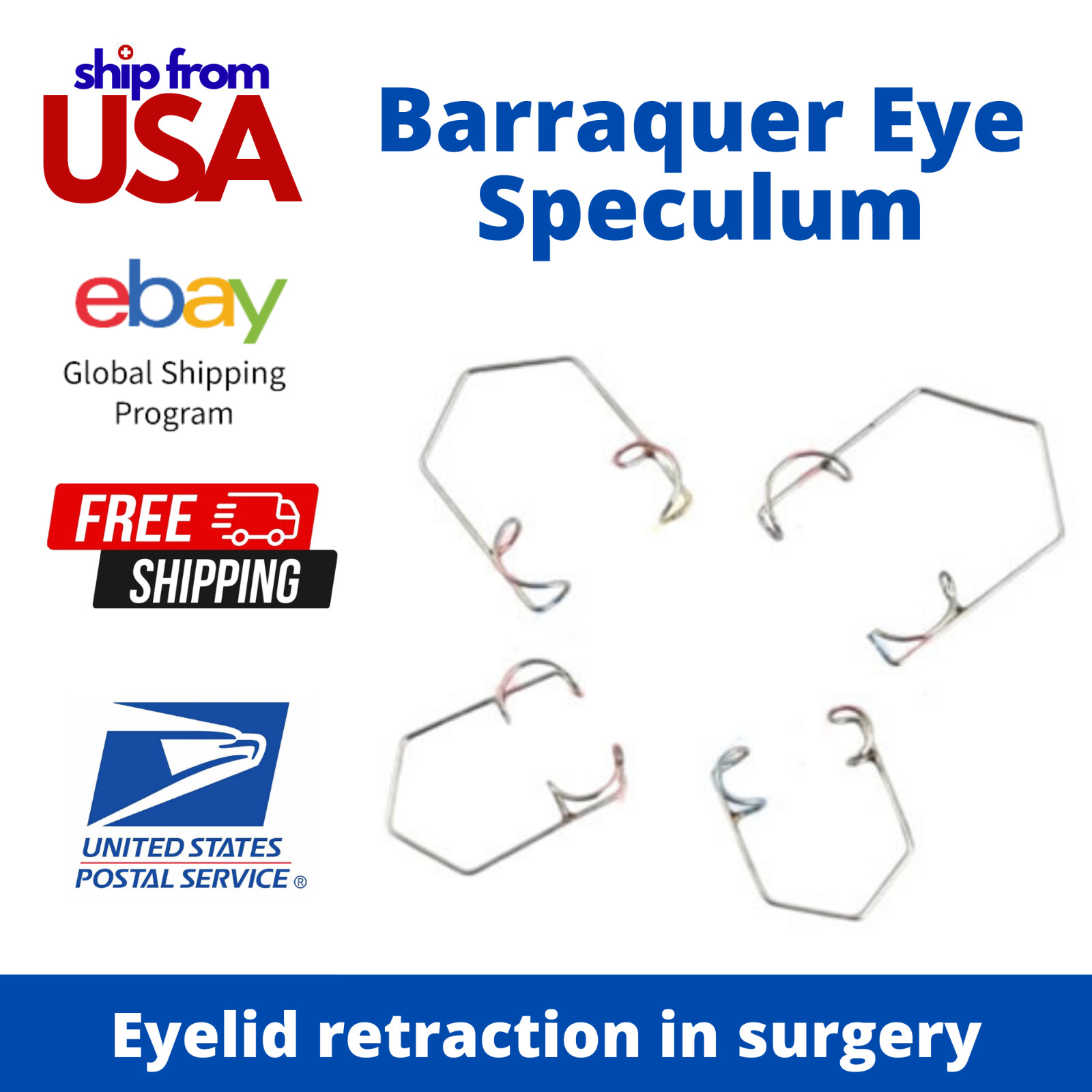 4 Pcs Barraquer Eye Speculum Set | OR Grade GERMAN Stainless Steel Ophthalmic