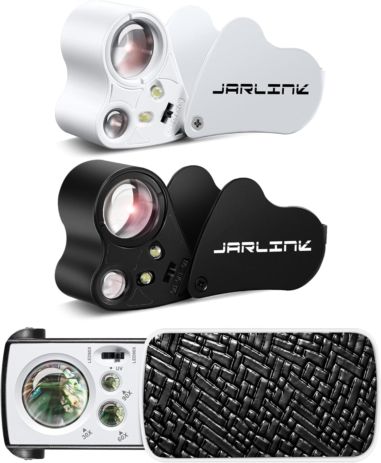 3 Pack Jewelers Loupe, 30X 60X 90X Illuminated Jewelers Eye Magnifier and Magnif