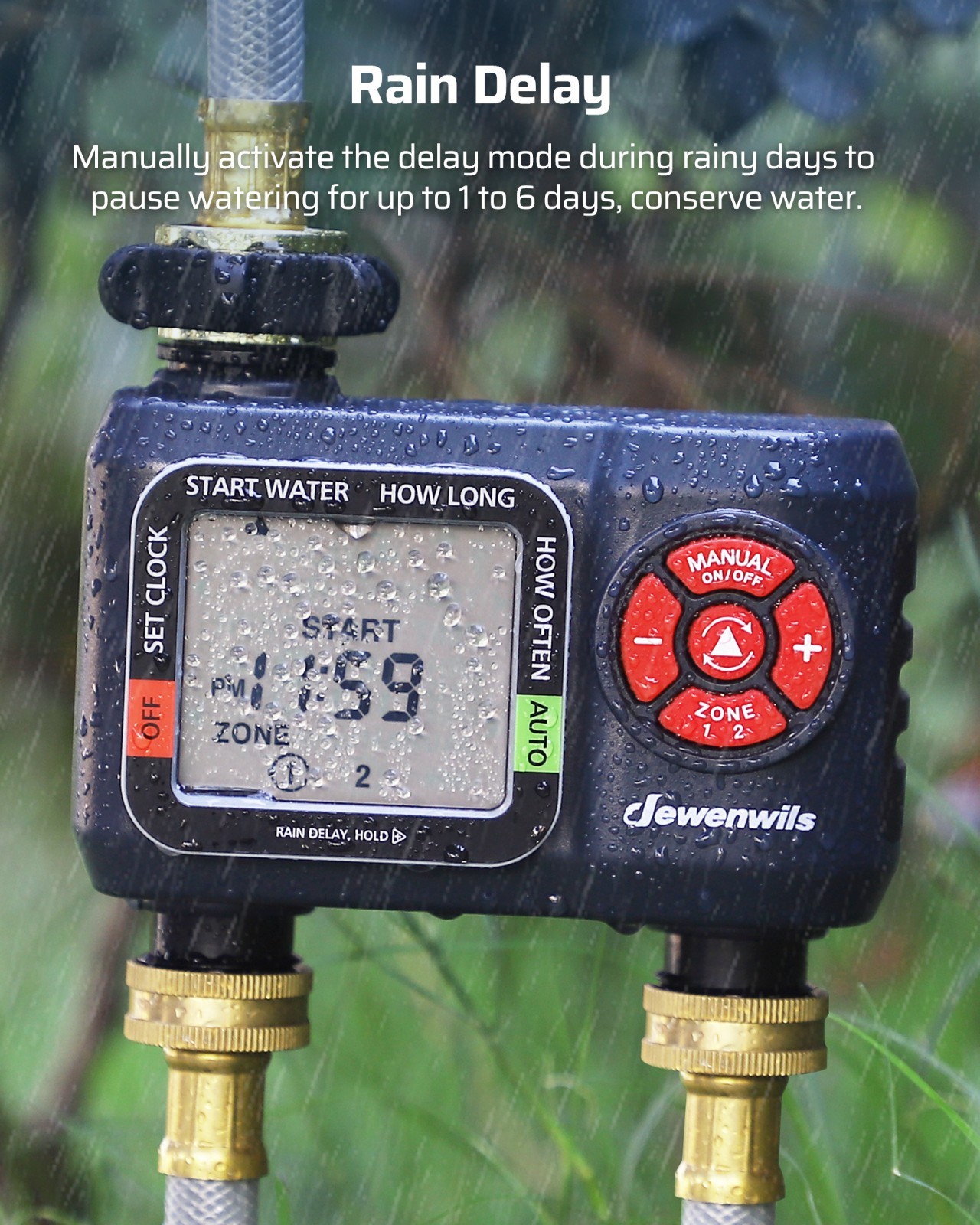 DEWENWILS 2-Zone Water Hose Timer,Programmable Sprinkler Timer,for Garden
