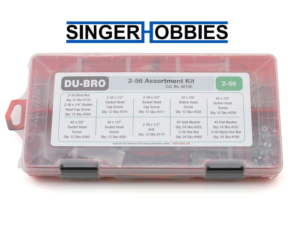DuBro AK100 2-56 Hardware Assortment Kit (204) w/Screws, Nuts, Bolts & Washers