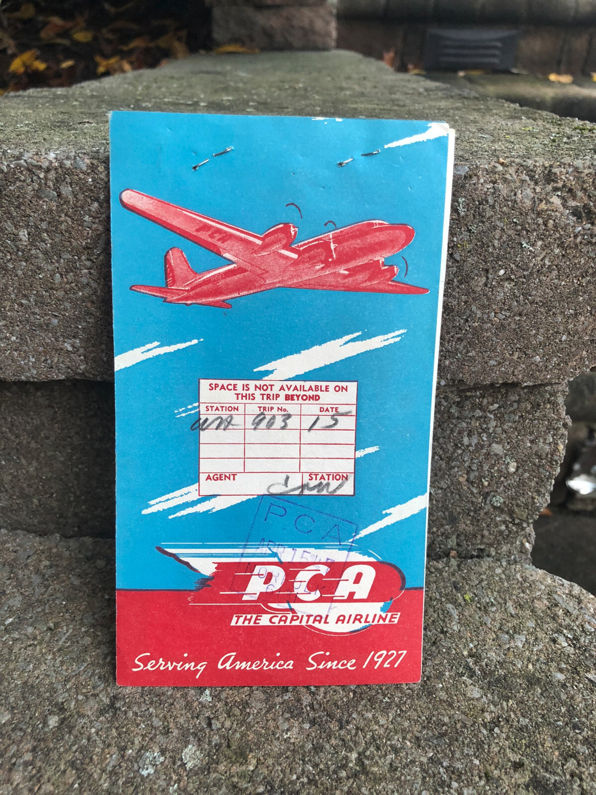 1947 Capital Airlines PCA Ticket Holder Envelope