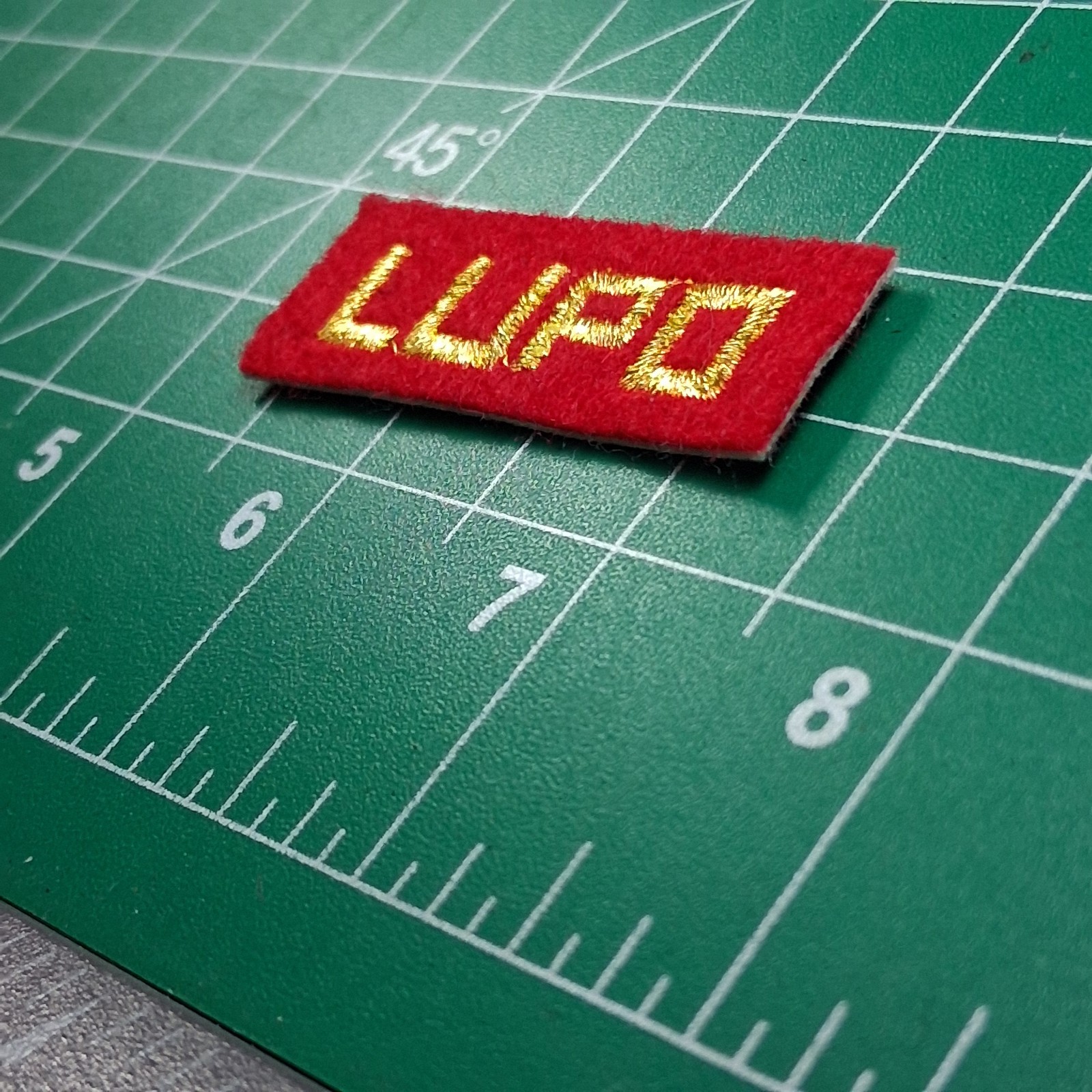 Red & Gold Embroidered Lupo Rectangle Patch