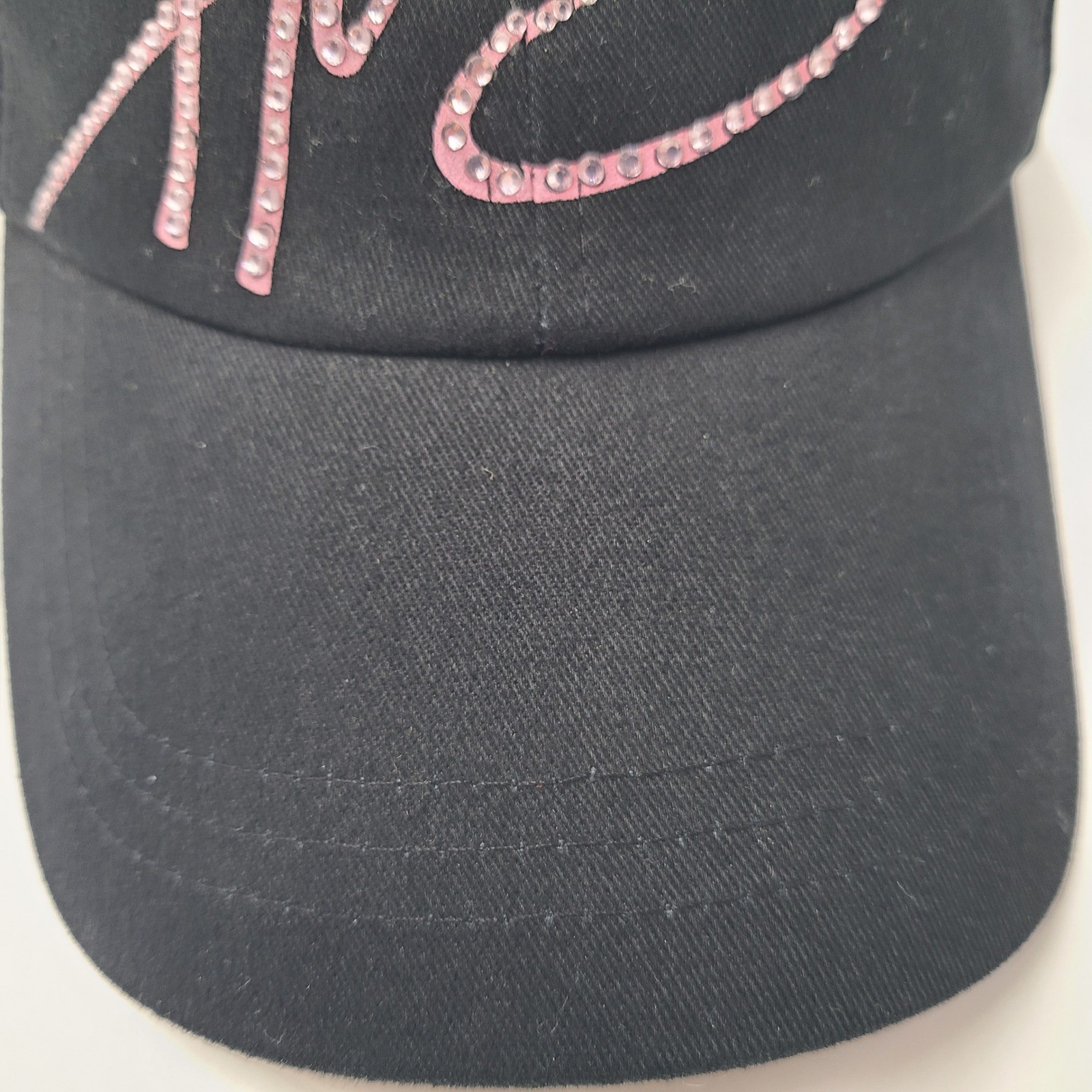 Women Harley Davidson Hat Strapback (Fits Small) Black Pink Bedazzled Script